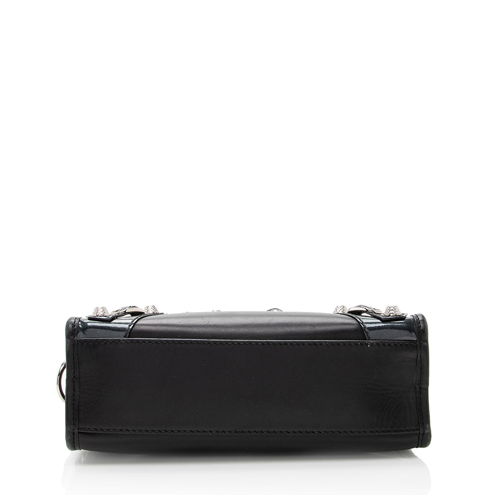 Luxury Balenciaga Trending 2025 Patent Matte Calfskin Metal Edge City Mini Satchel - FINAL SALE (SHF-17574)