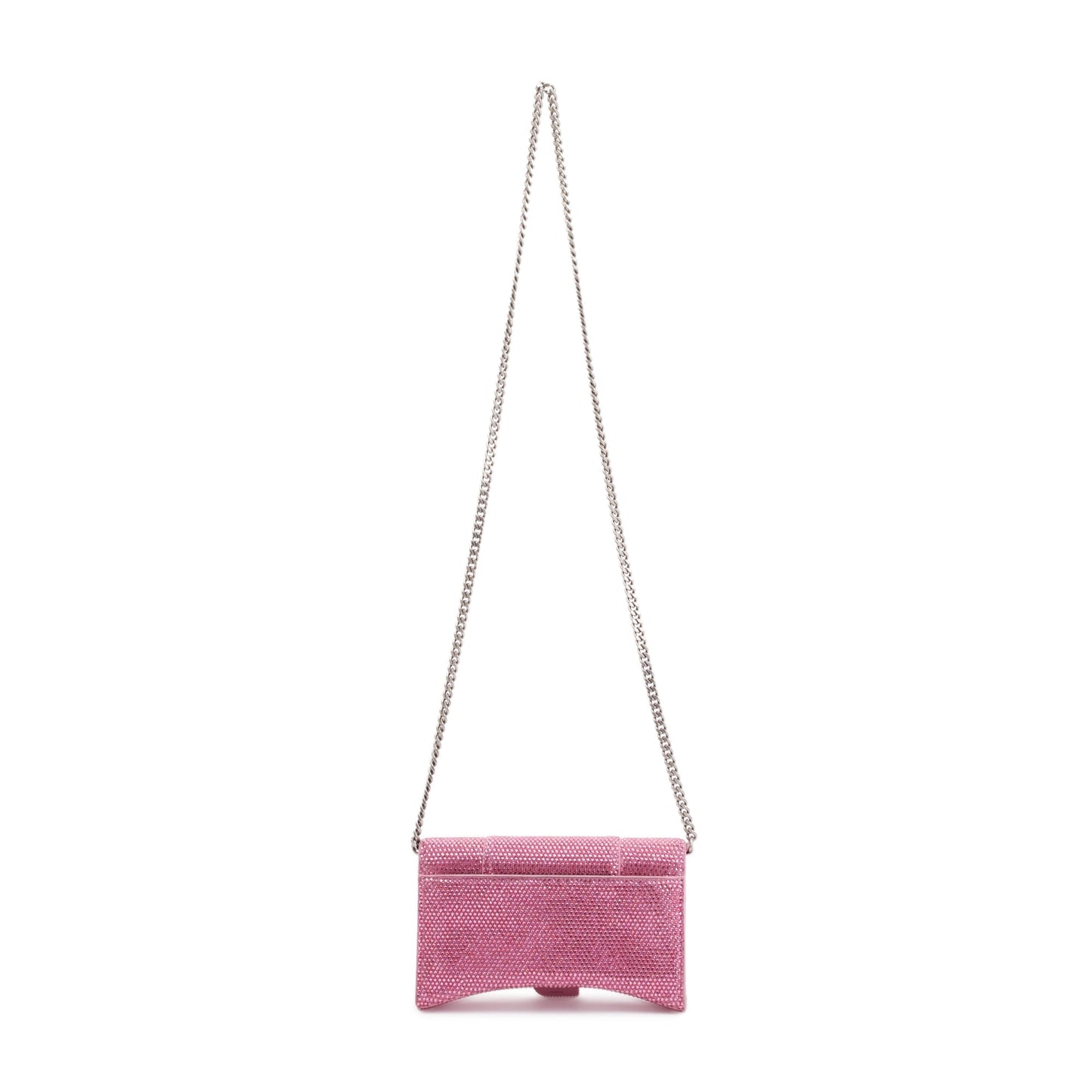 Balenciaga Pink Rhinestone Hourglass Wallet on Chain