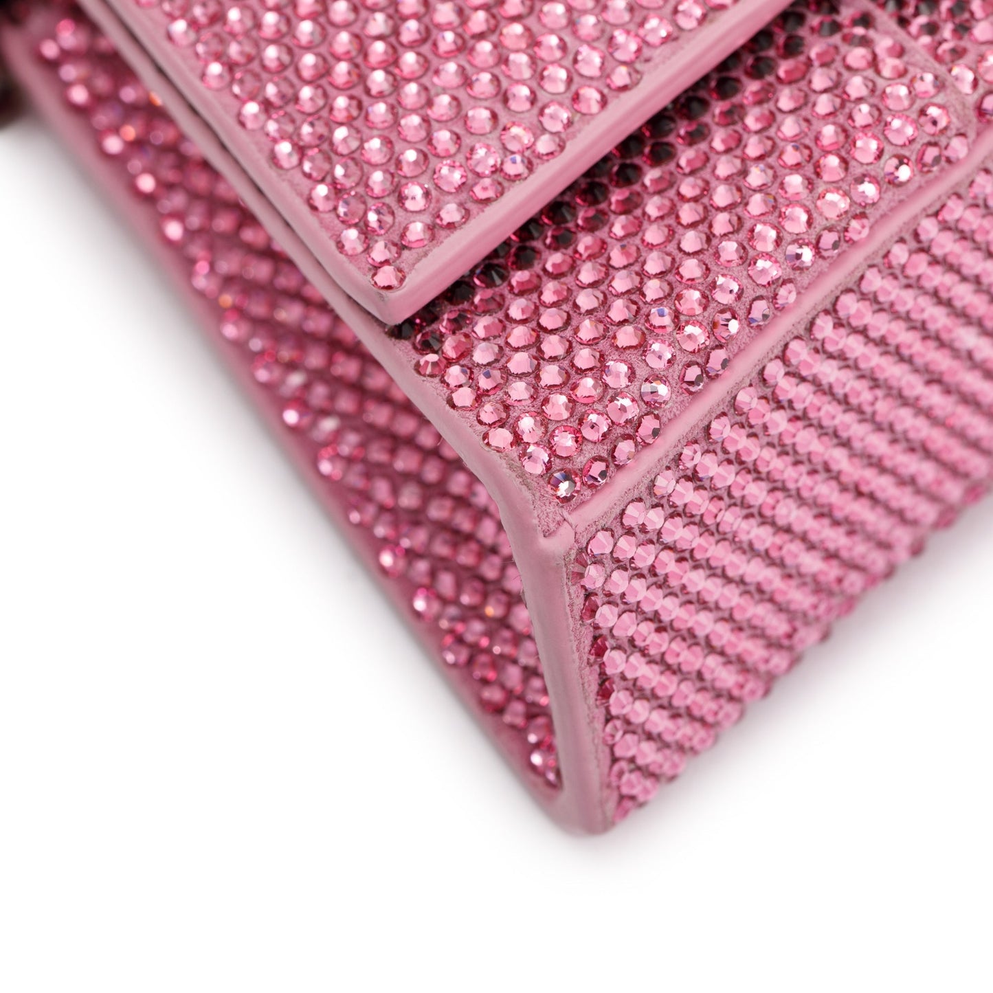 Balenciaga Pink Rhinestone Hourglass Wallet on Chain