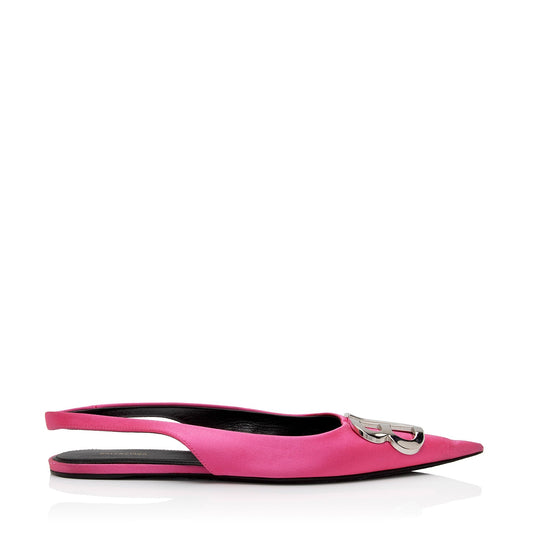 Luxury Balenciaga Trending 2025 Satin BB Knife Slingback Flats - Size 6 / 36 (SHF-pCDQ06)