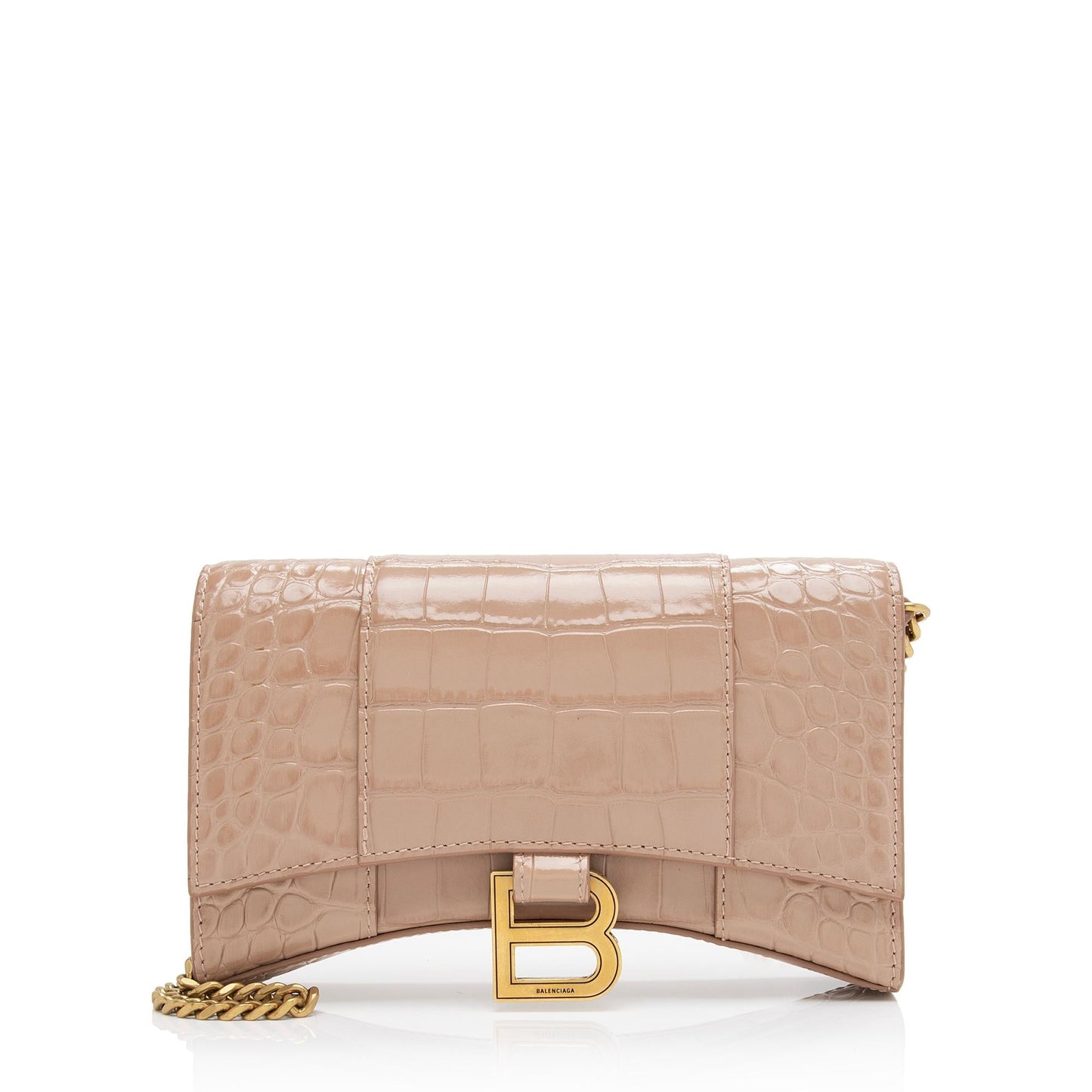 Luxury Balenciaga Trending 2025 Shiny Croc Embossed Calfskin Hourglass Chain Bag (SHF-ZdcMW4)