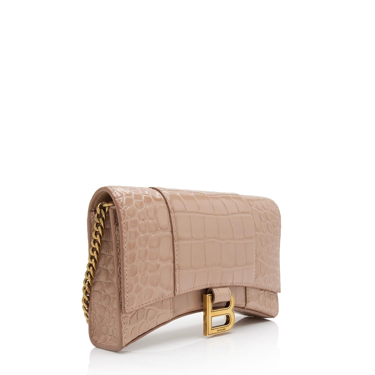 Luxury Balenciaga Trending 2025 Shiny Croc Embossed Calfskin Hourglass Chain Bag (SHF-ZdcMW4)