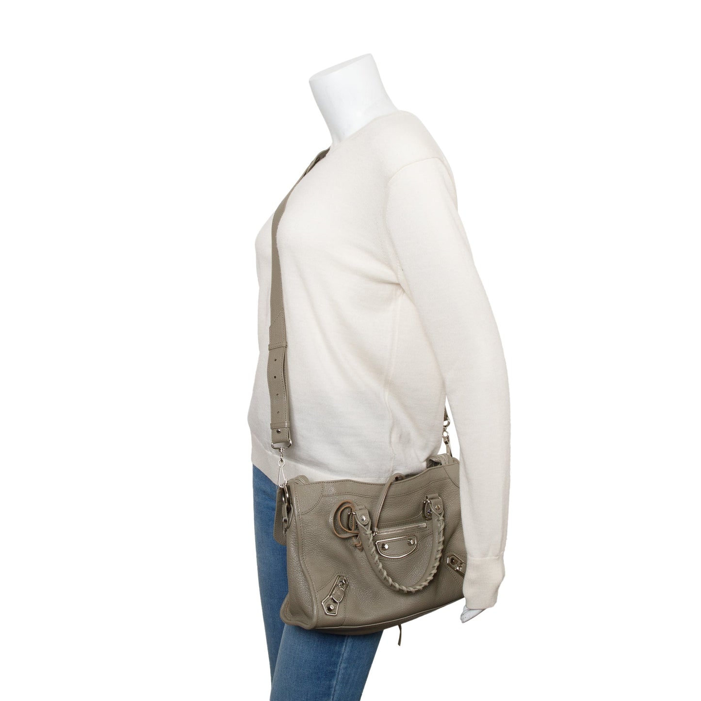 Balenciaga Taupe Chevre Leather Small Metallic Edge City Bag