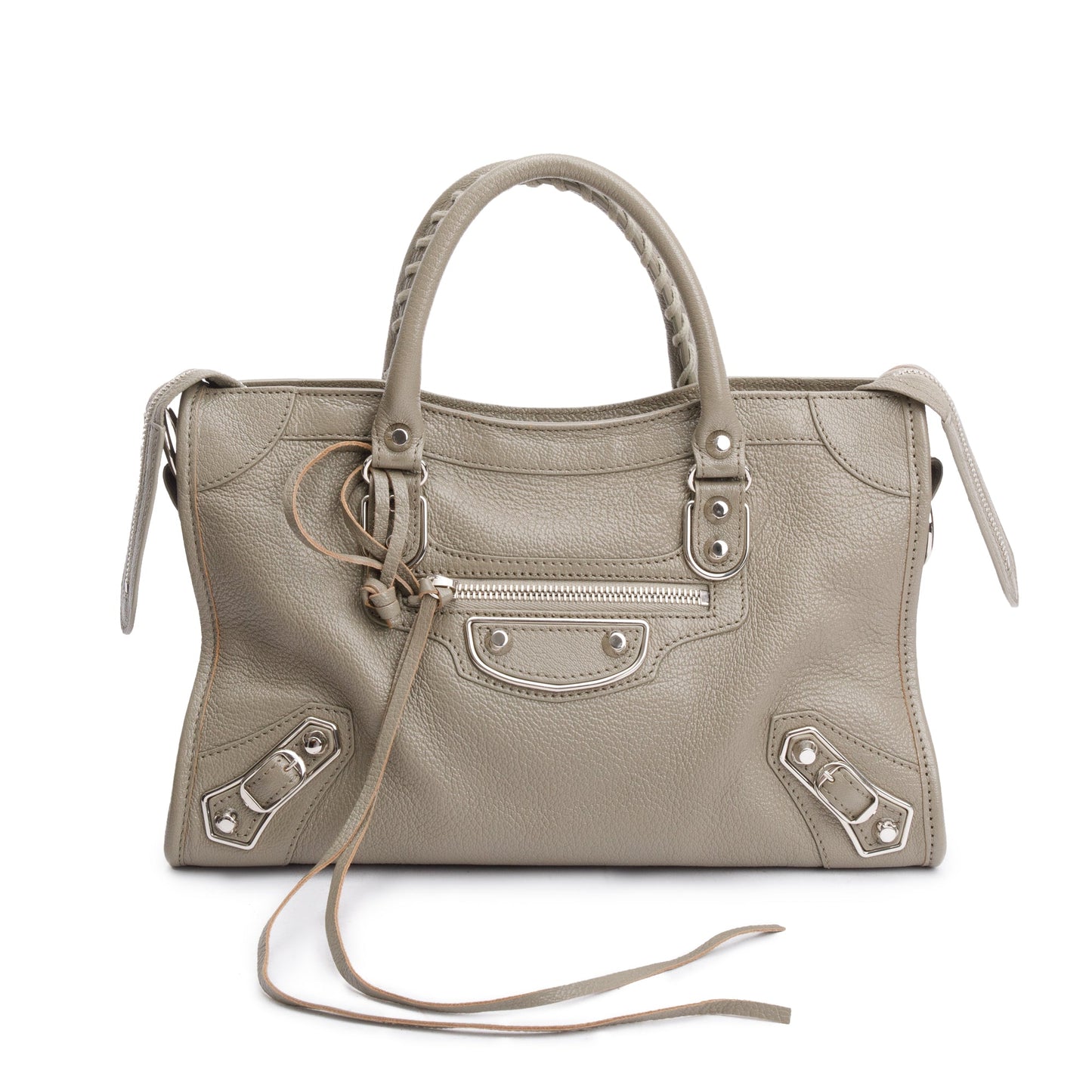 Balenciaga Taupe Chevre Leather Small Metallic Edge City Bag