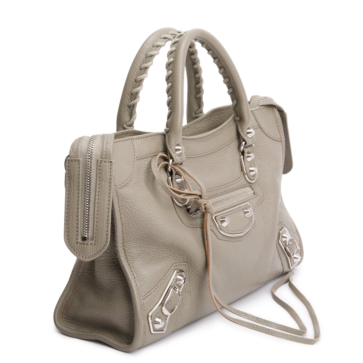 Balenciaga Taupe Chevre Leather Small Metallic Edge City Bag
