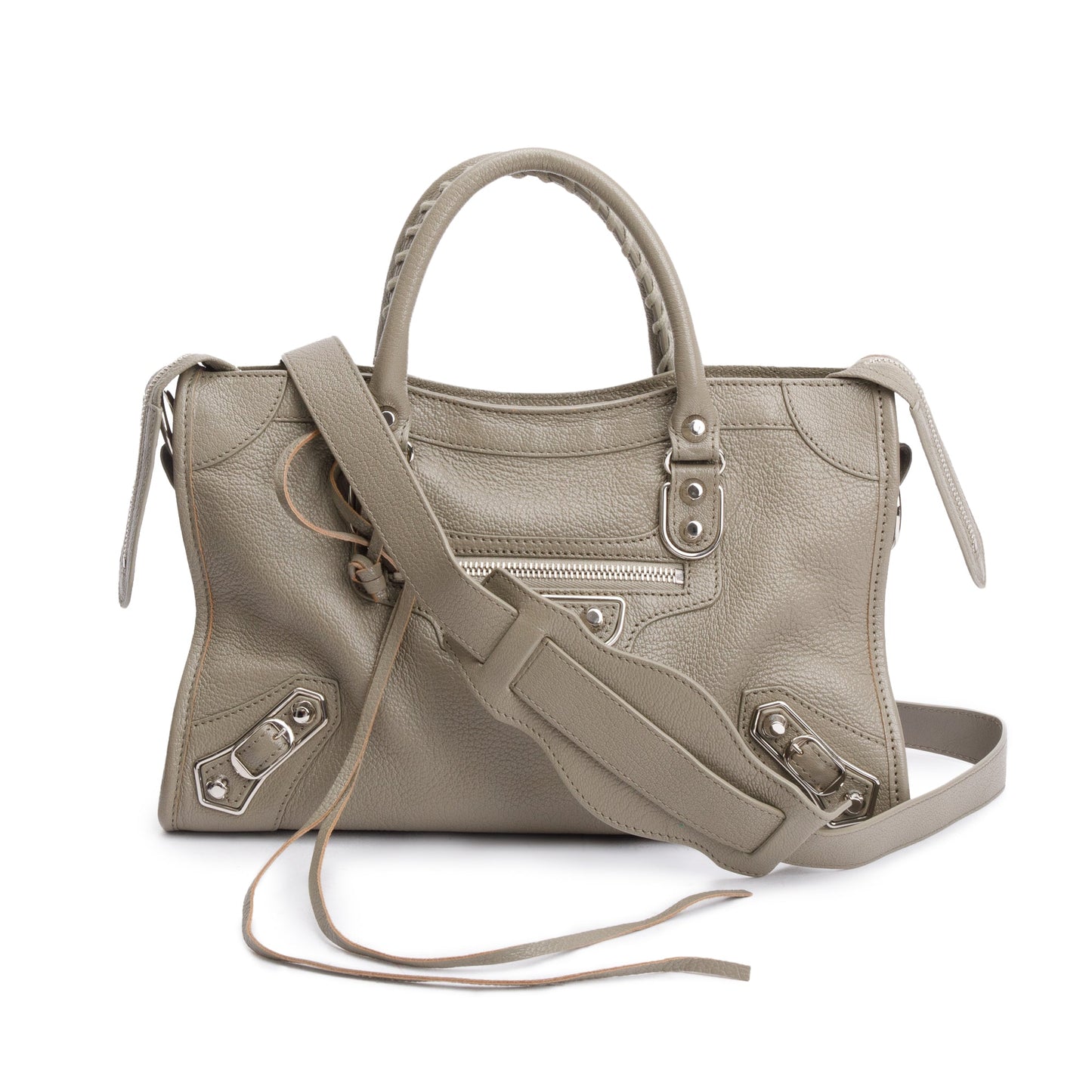Balenciaga Taupe Chevre Leather Small Metallic Edge City Bag