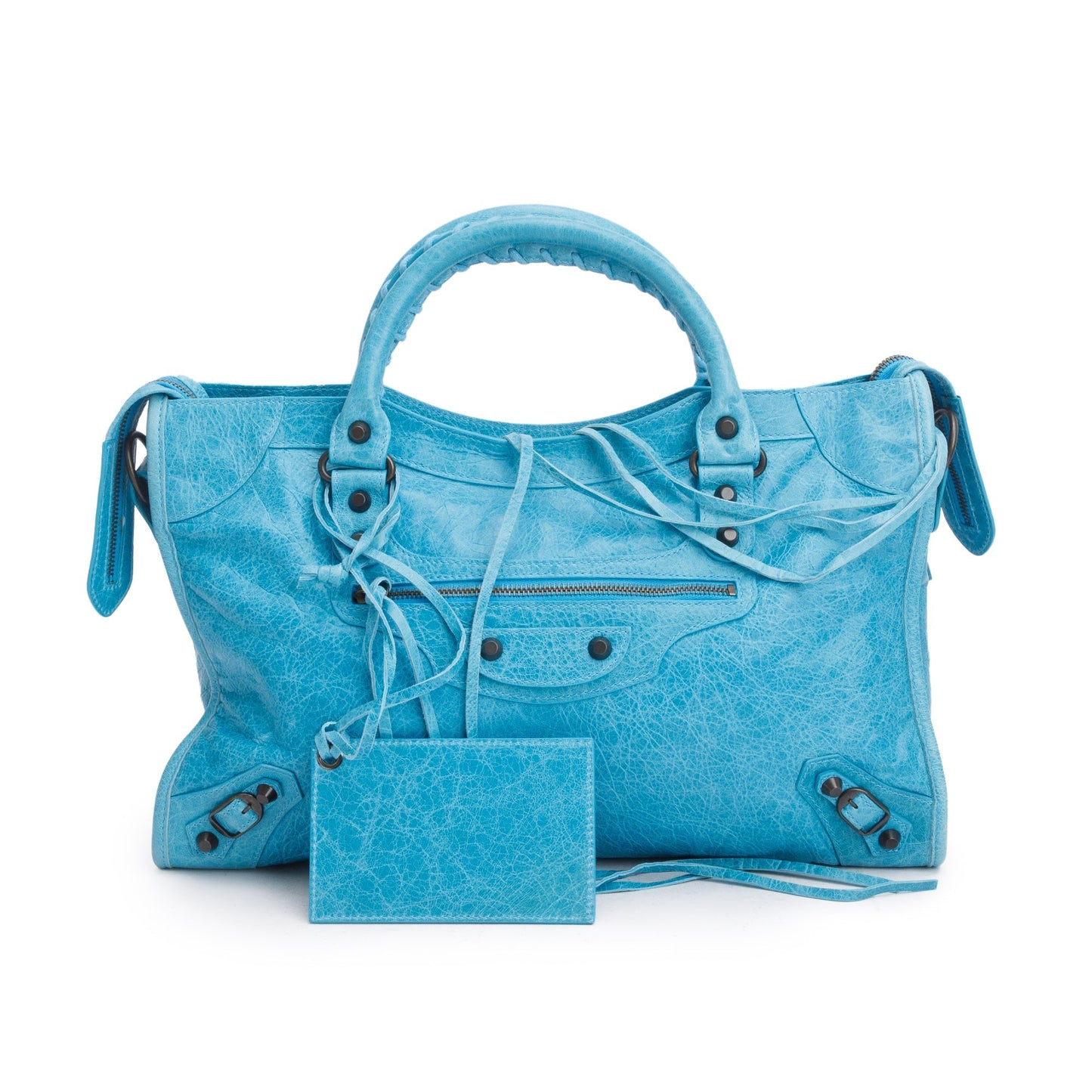 Balenciaga Teal Agneau Leather Motocross Classic City Bag