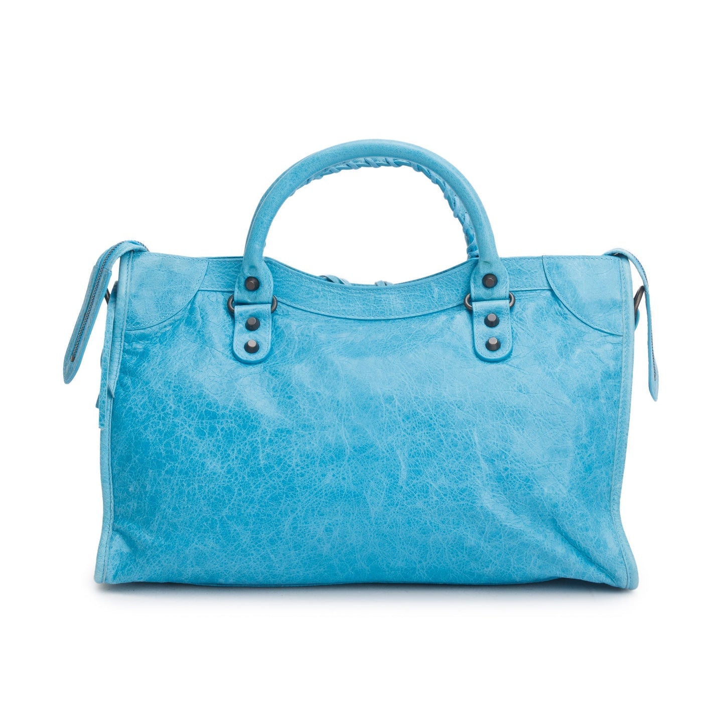 Balenciaga Teal Agneau Leather Motocross Classic City Bag