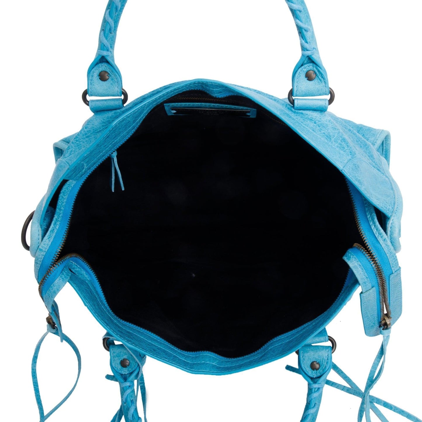 Balenciaga Teal Agneau Leather Motocross Classic City Bag