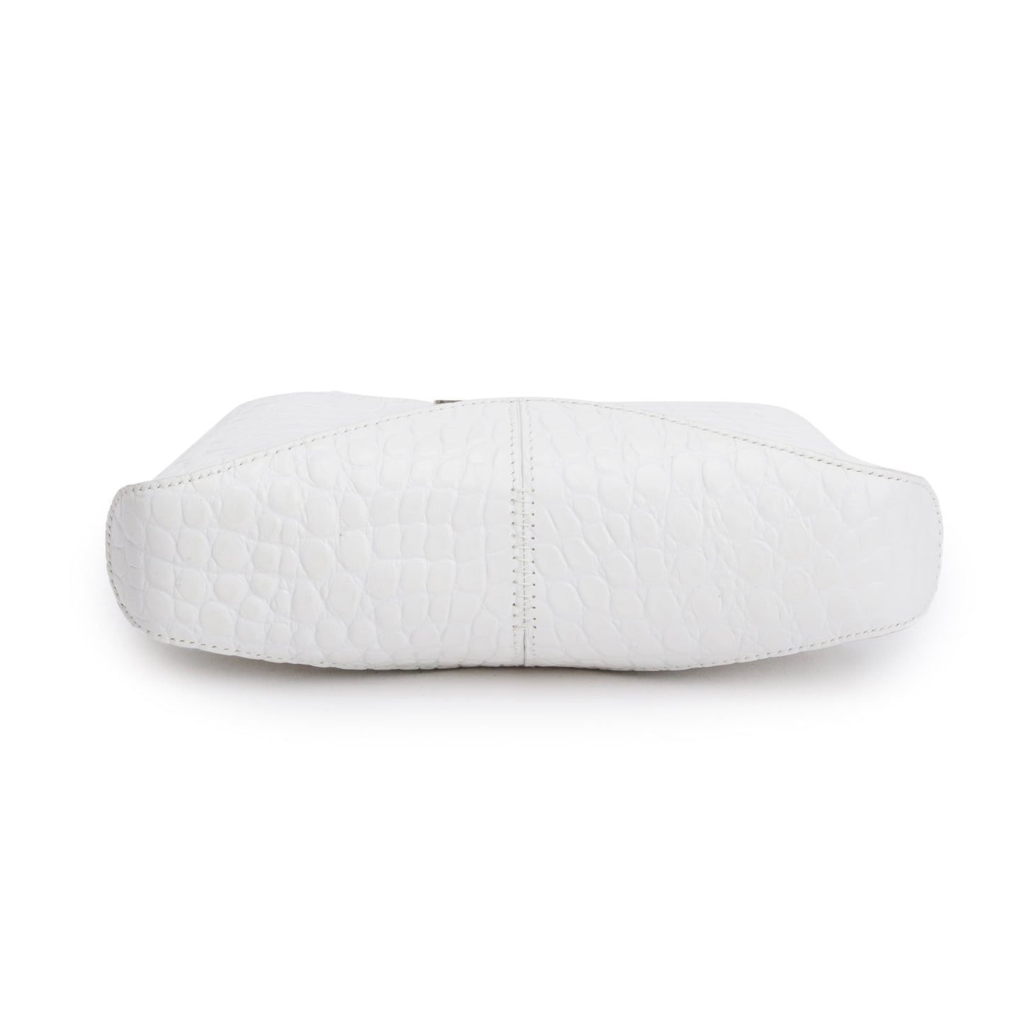 Balenciaga White Croc-Embossed Leather Xx Small Hobo Bag