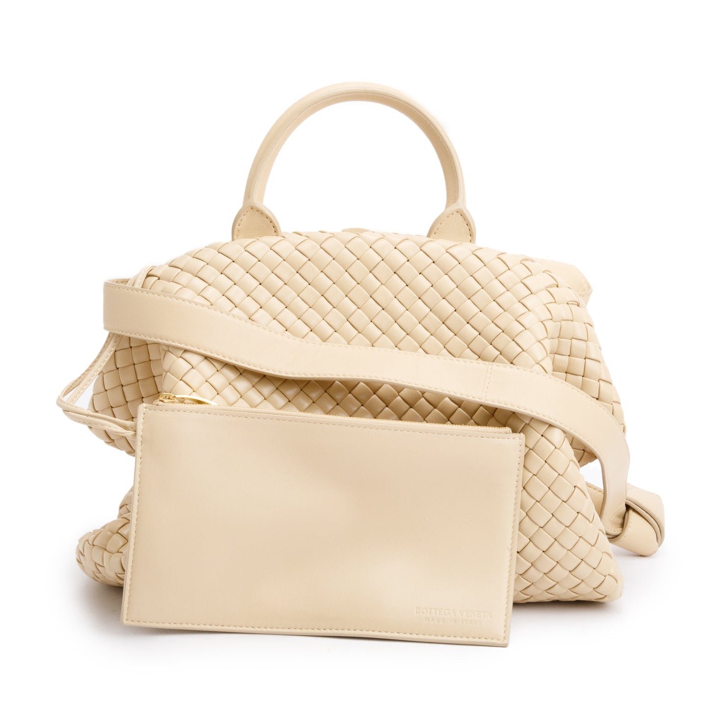 Bottega Veneta Beige Intrecciato Weave Padded Medium The Handle Bag