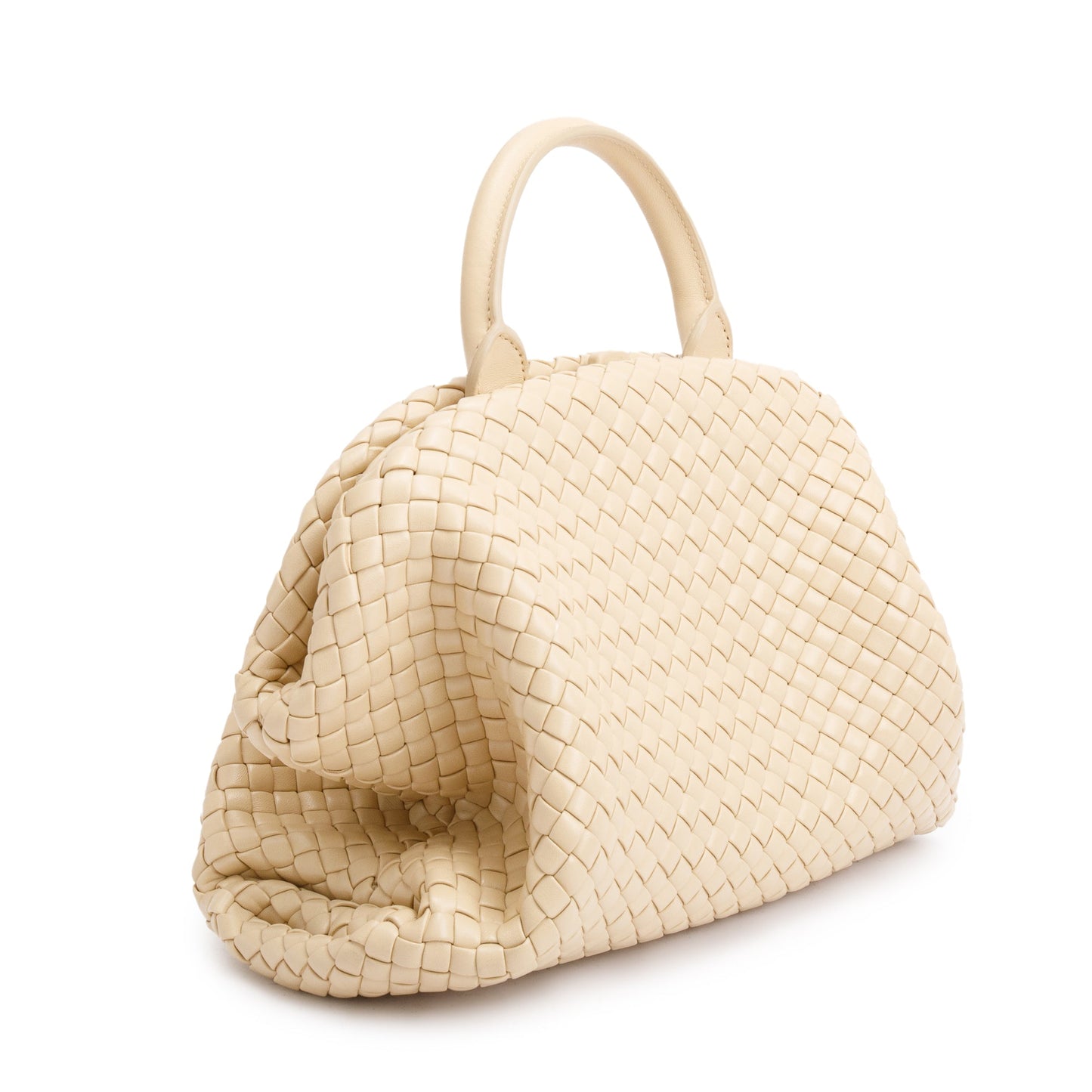 Bottega Veneta Beige Intrecciato Weave Padded Medium The Handle Bag