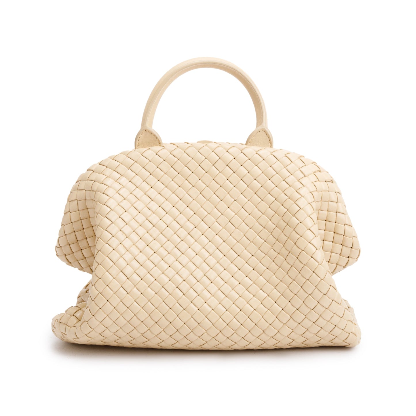Bottega Veneta Beige Intrecciato Weave Padded Medium The Handle Bag