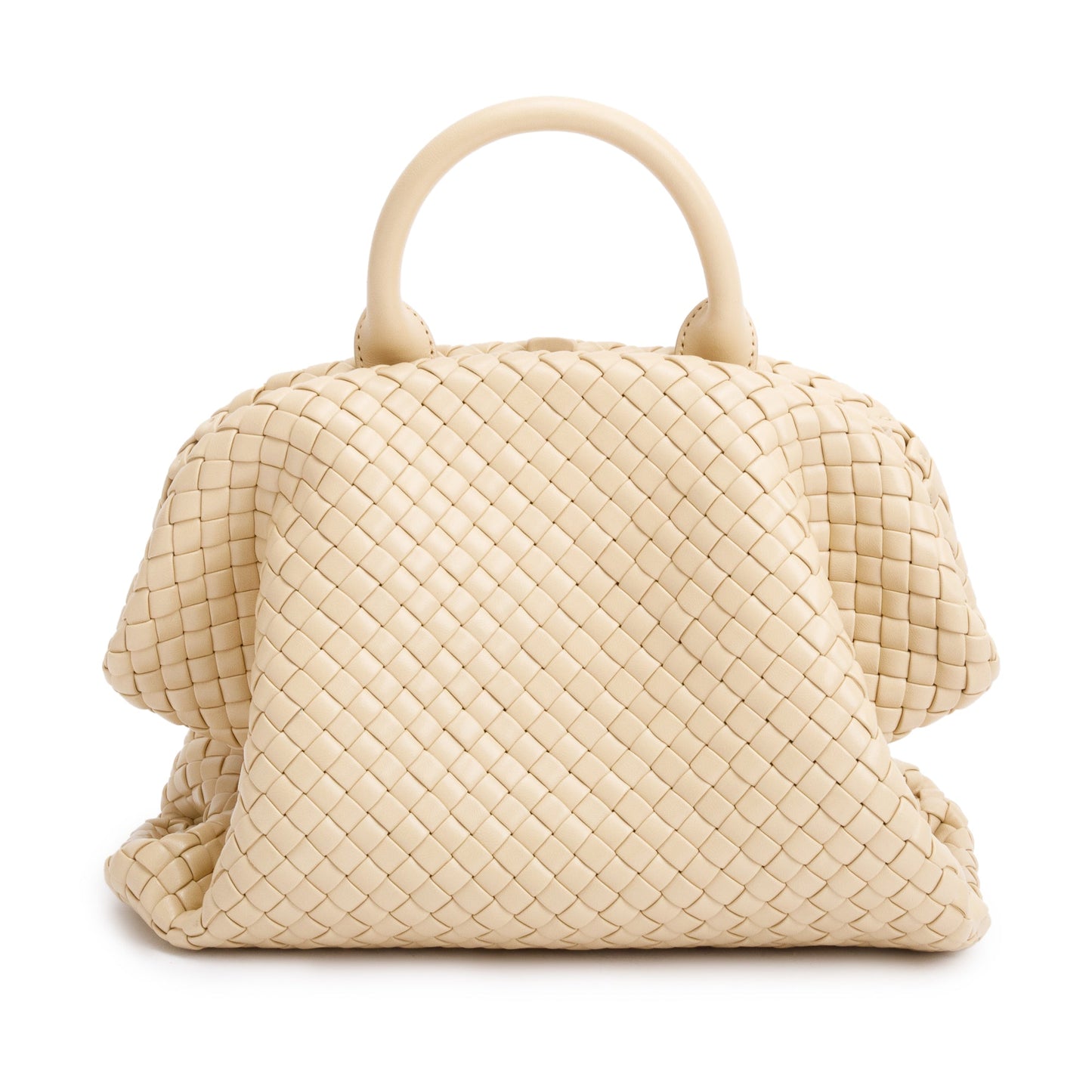 Bottega Veneta Beige Intrecciato Weave Padded Medium The Handle Bag