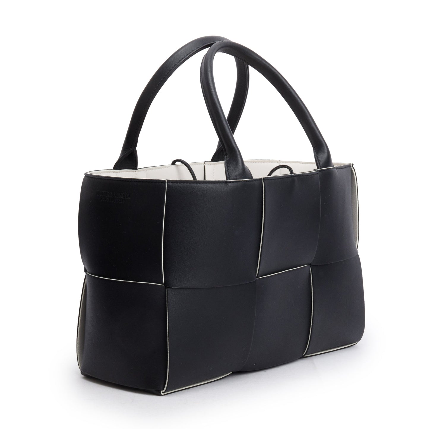 Bottega Veneta Black Maxi Intrecciato Leather Small Arco Tote