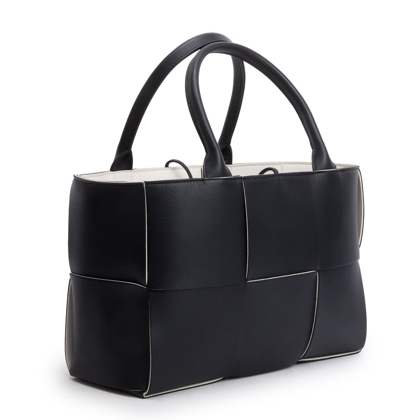 Bottega Veneta Black Maxi Intrecciato Leather Small Arco Tote
