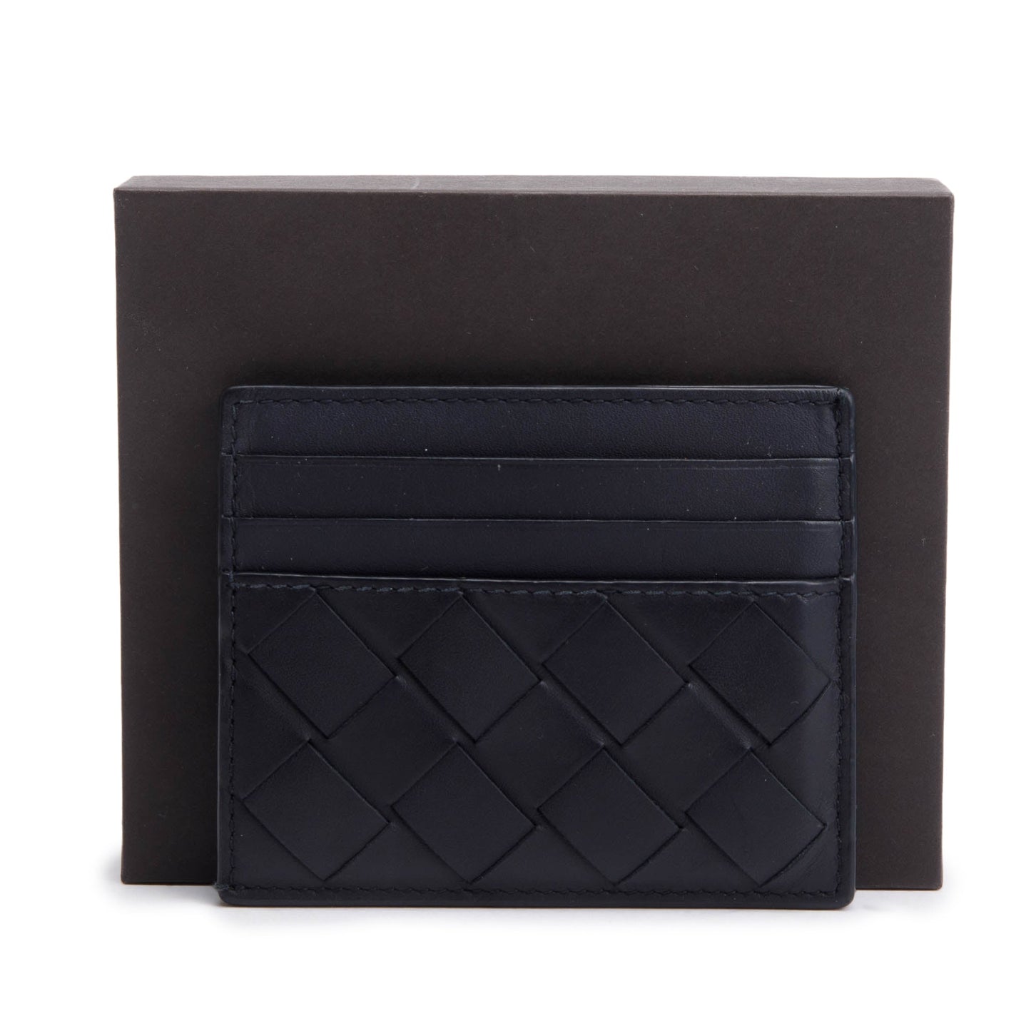 Bottega Veneta Black Nappa Leather Intrecciato Card Holder
