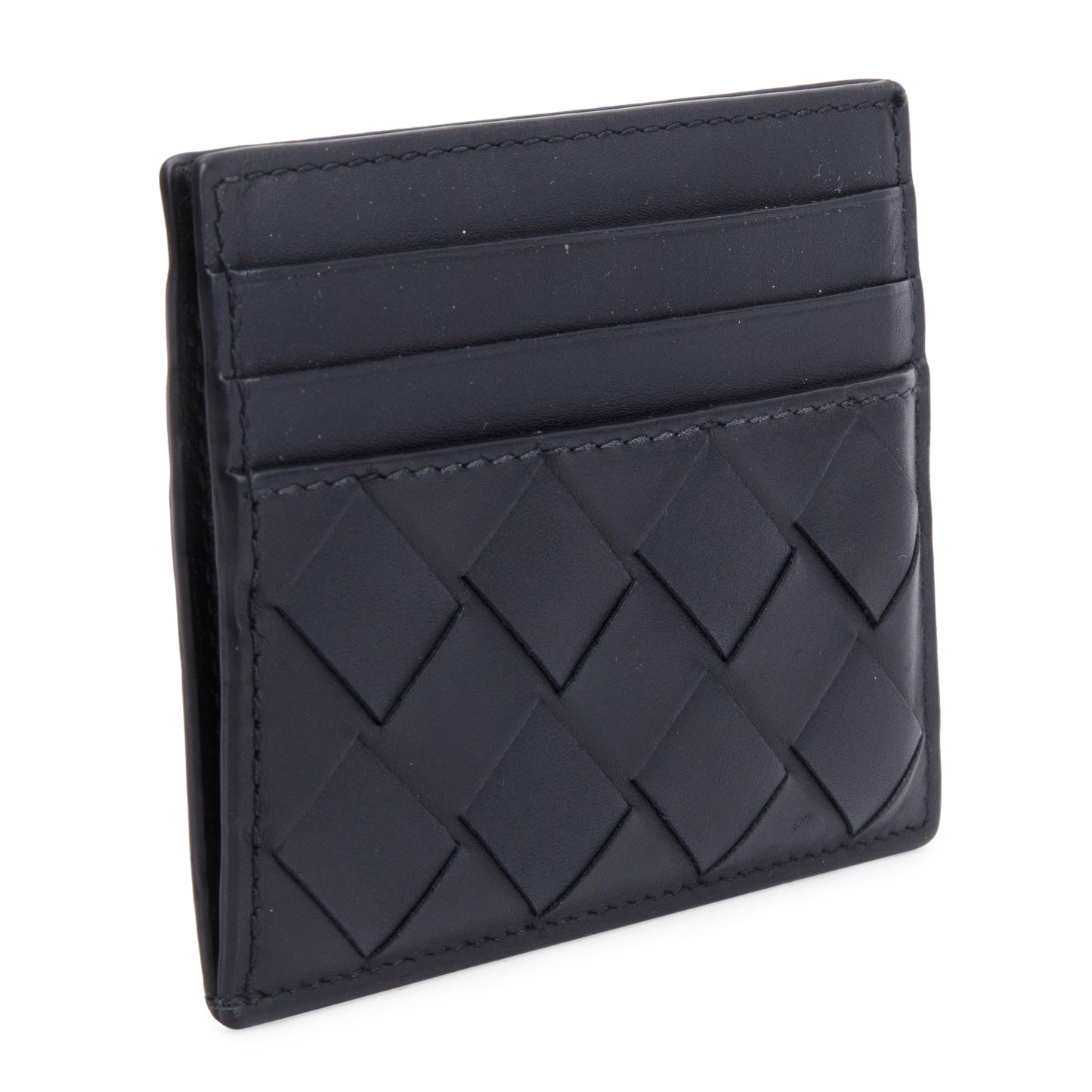 Bottega Veneta Black Nappa Leather Intrecciato Card Holder