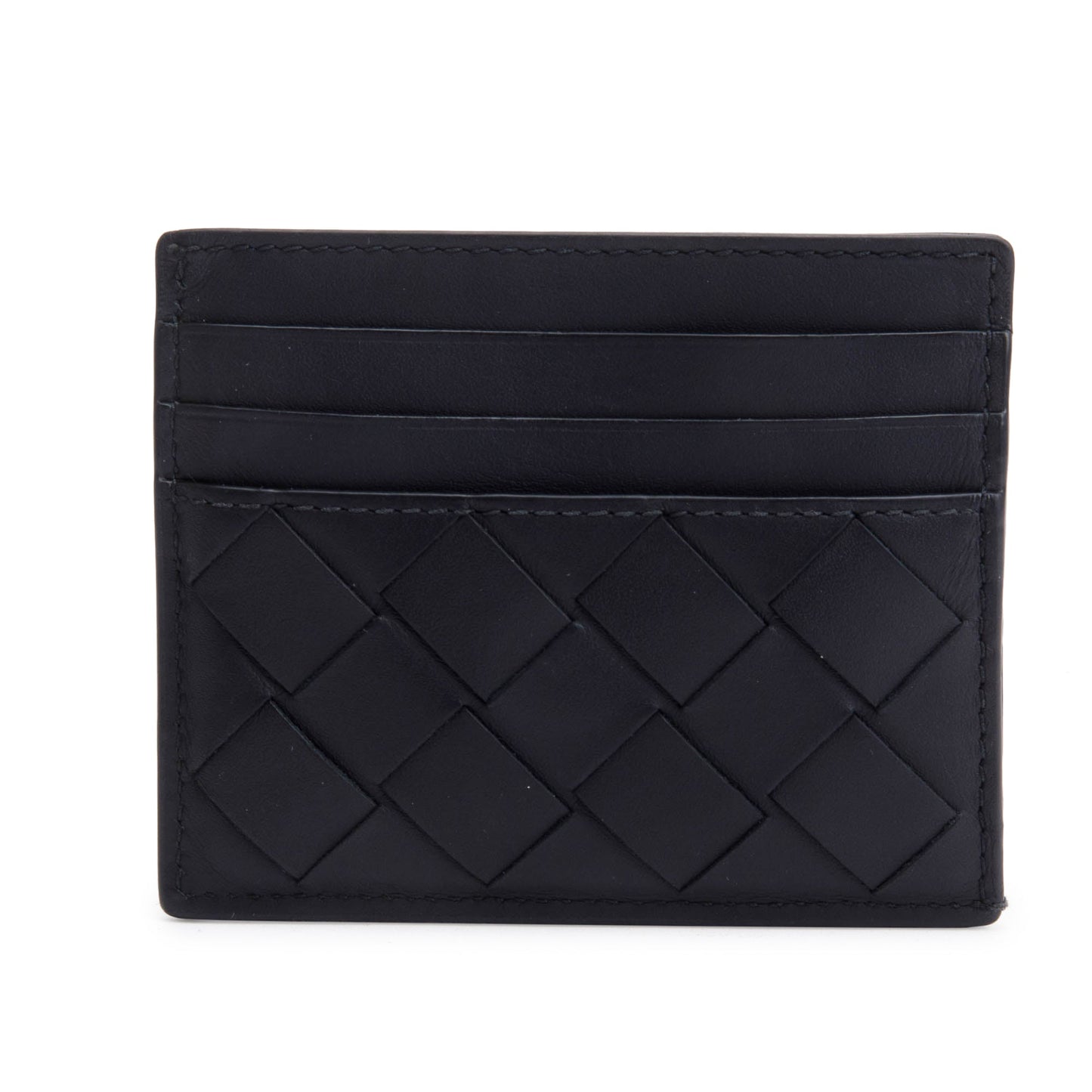 Bottega Veneta Black Nappa Leather Intrecciato Card Holder
