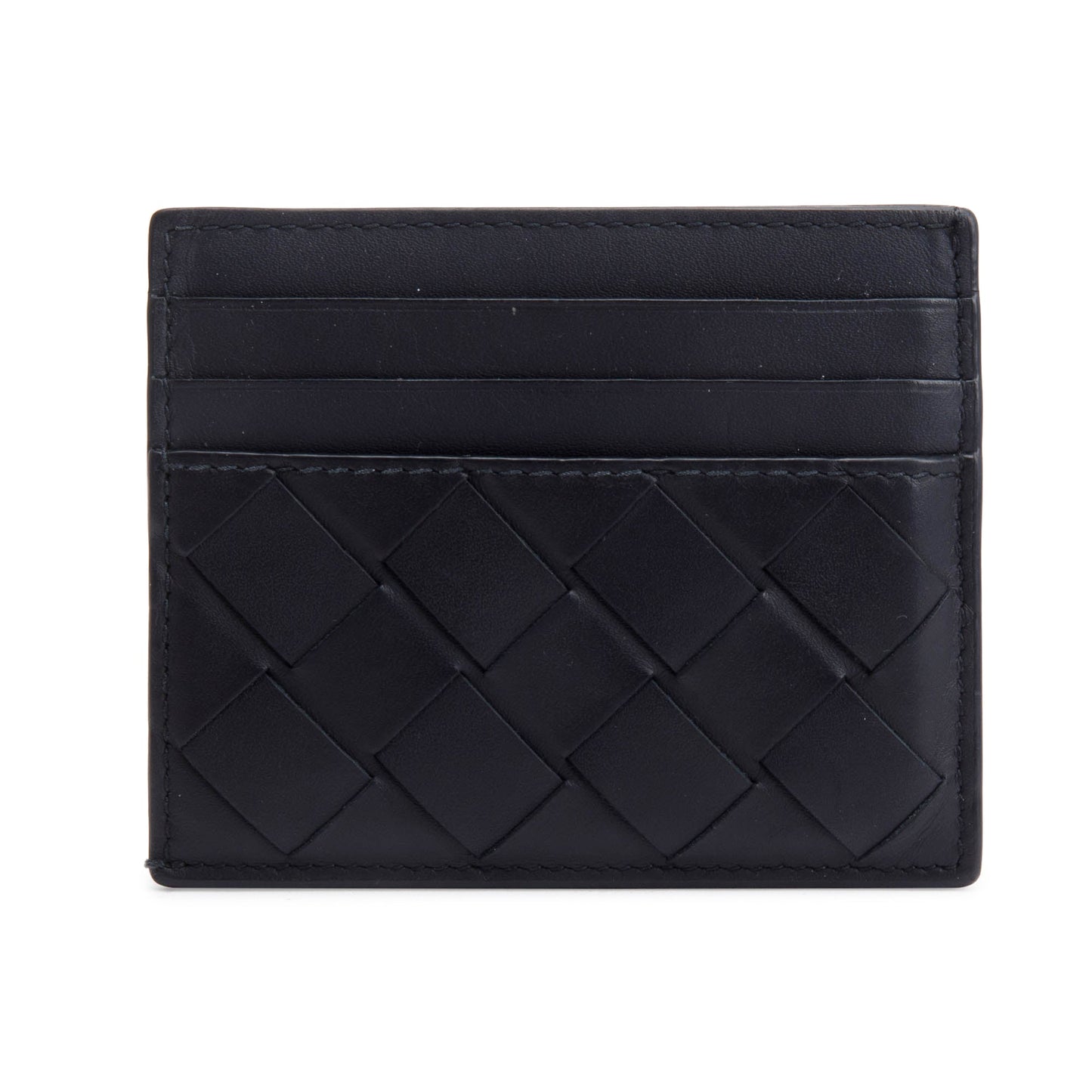 Bottega Veneta Black Nappa Leather Intrecciato Card Holder