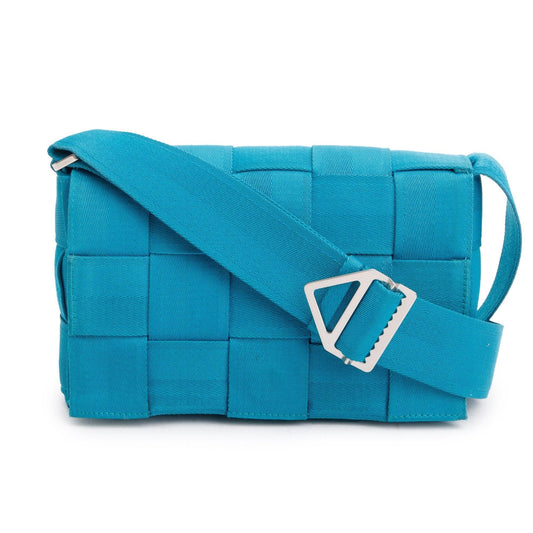 Bottega Veneta Blue Webbing Intrecciato Cassette Bag