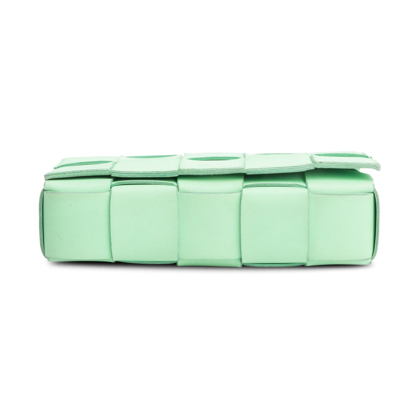 Bottega Veneta Green Leather Intrecciato Classic Cassette Bag