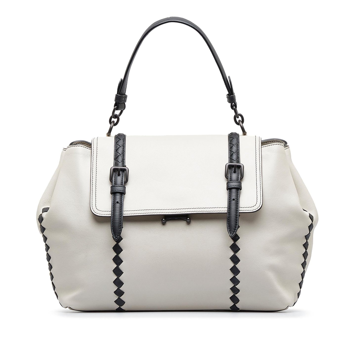 Luxury Bottega Veneta Intrecciato Double Buckle Satchel (SHG-C2xywZ)