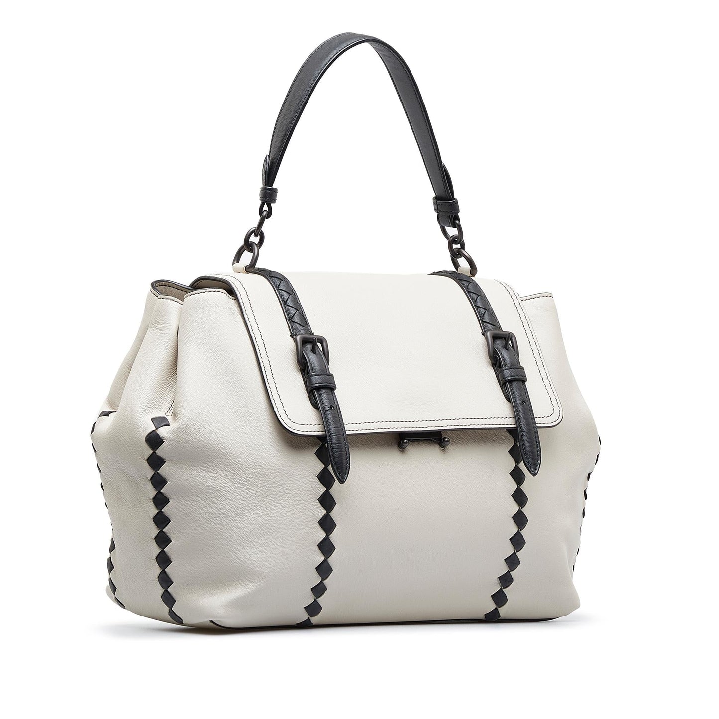 Luxury Bottega Veneta Intrecciato Double Buckle Satchel (SHG-C2xywZ)