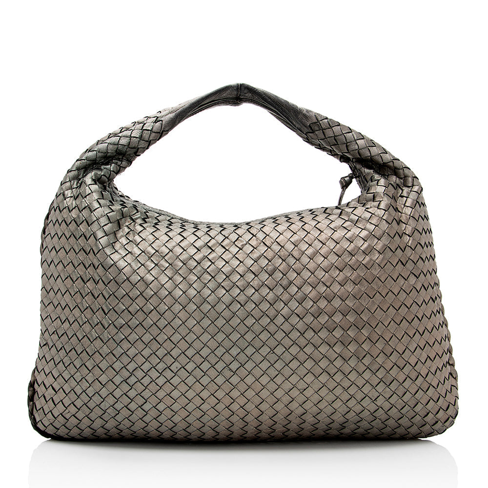 Luxury Bottega Veneta Metallic Intrecciato Nappa Veneta Large Hobo (SHF-20546)