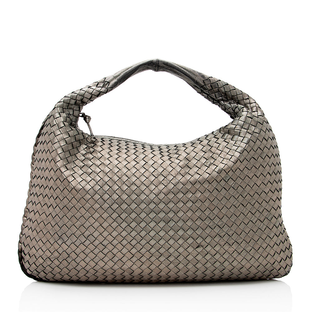 Luxury Bottega Veneta Metallic Intrecciato Nappa Veneta Large Hobo (SHF-20546)