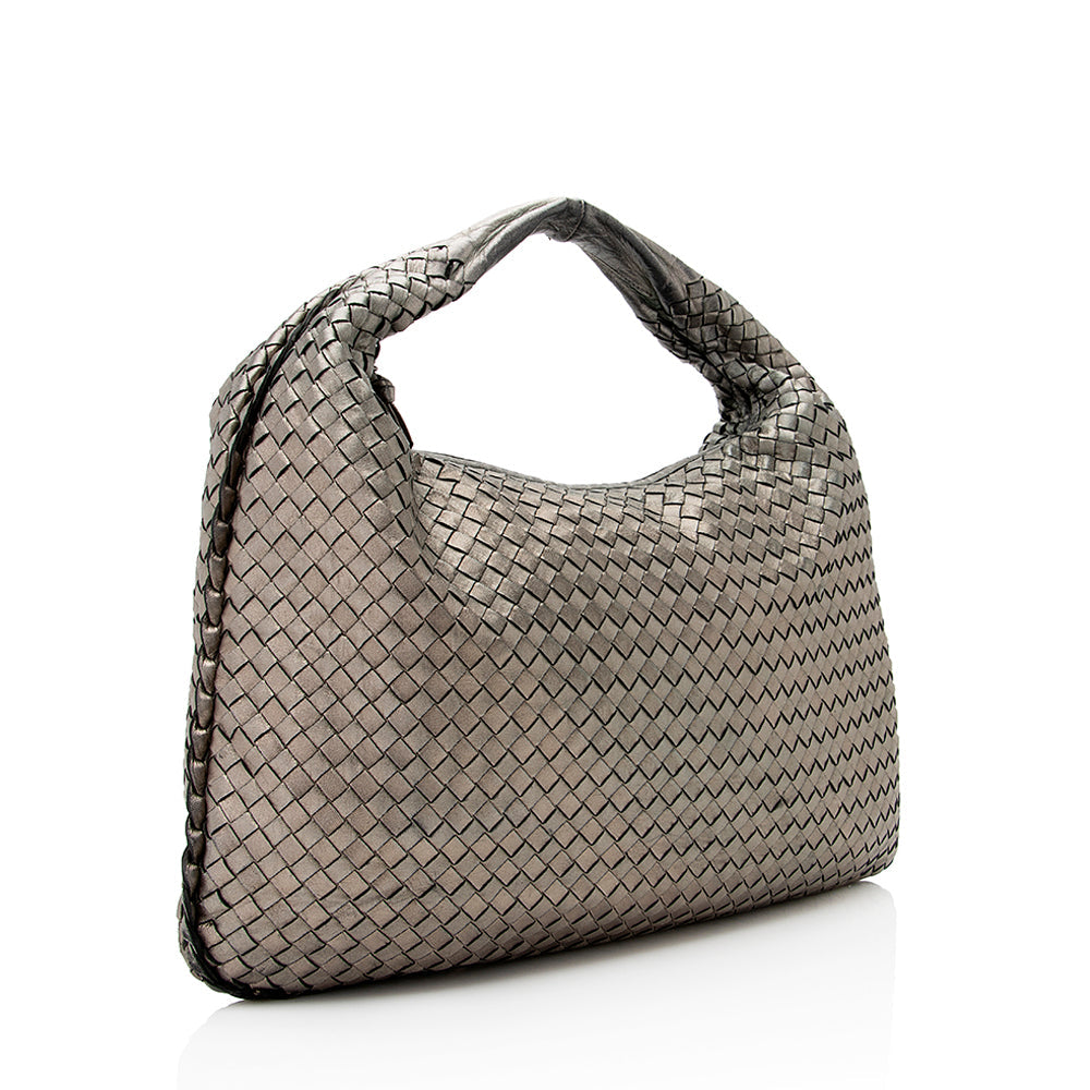 Luxury Bottega Veneta Metallic Intrecciato Nappa Veneta Large Hobo (SHF-20546)