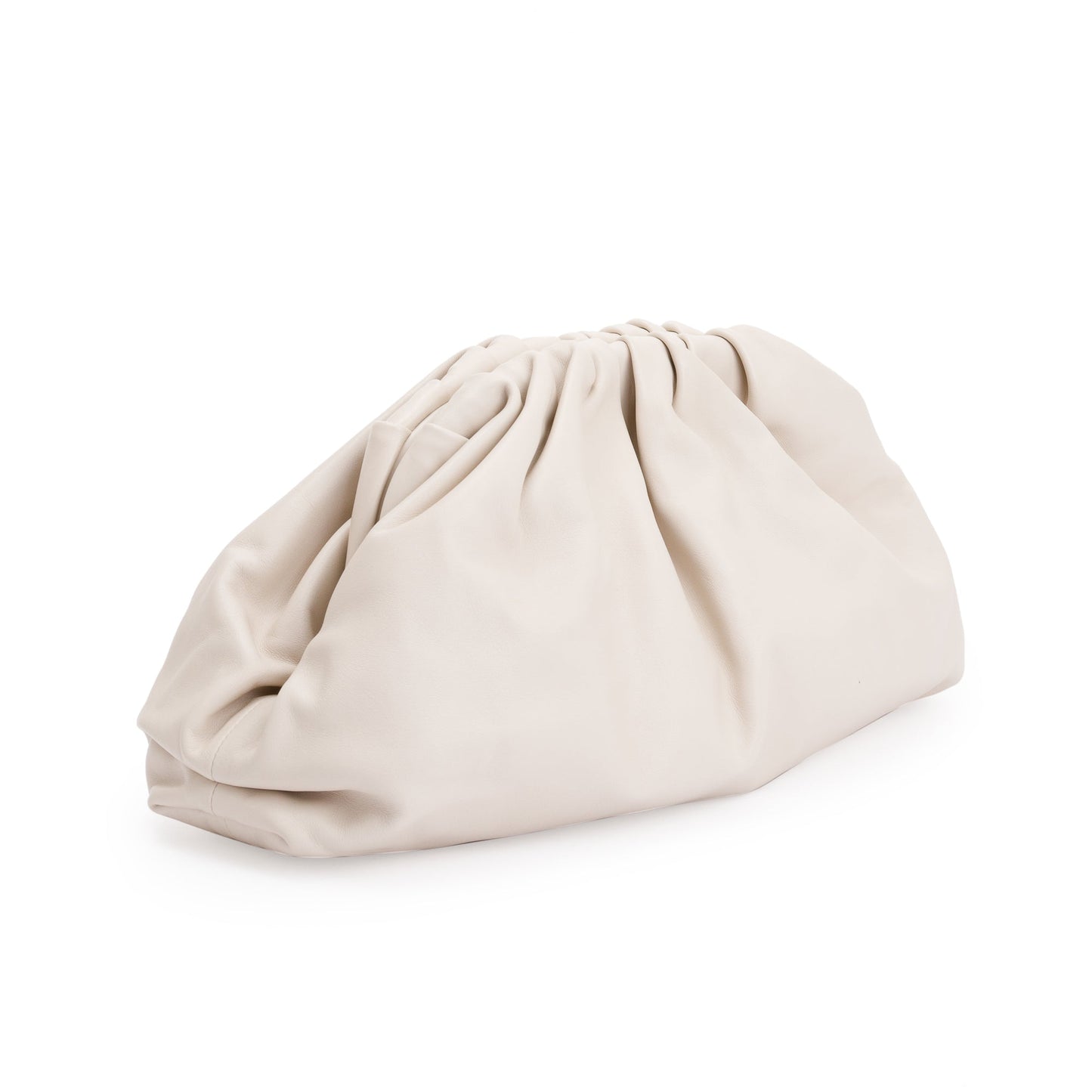 Bottega Veneta White Calfskin Leather The Classic Large Pouch