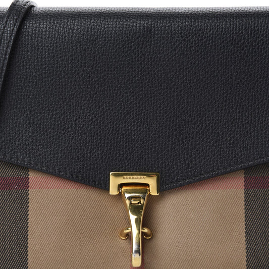 Burberry Black Macken Small Ho  Check & Leather Crossbody Bag