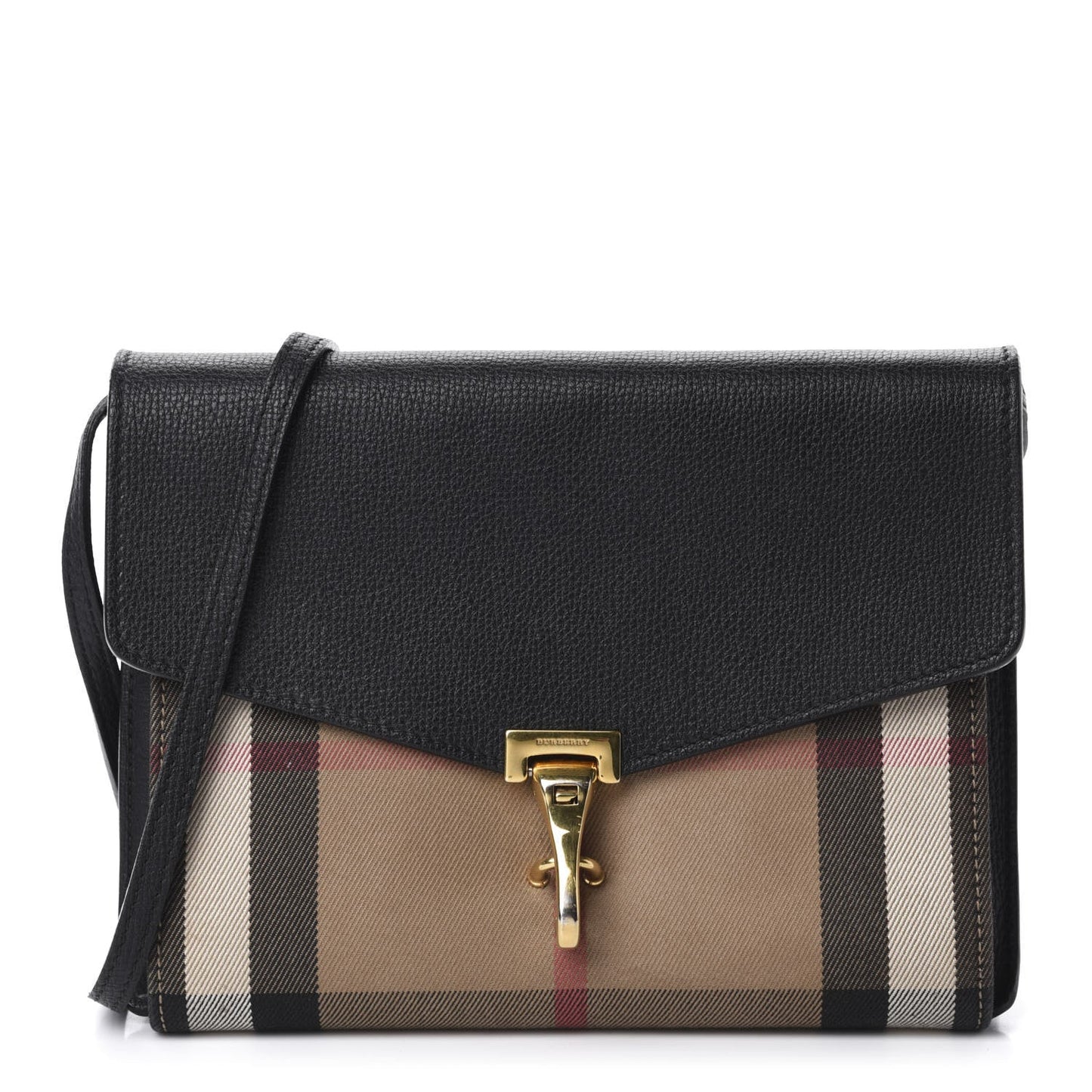 Burberry Black Macken Small Ho  Check & Leather Crossbody Bag