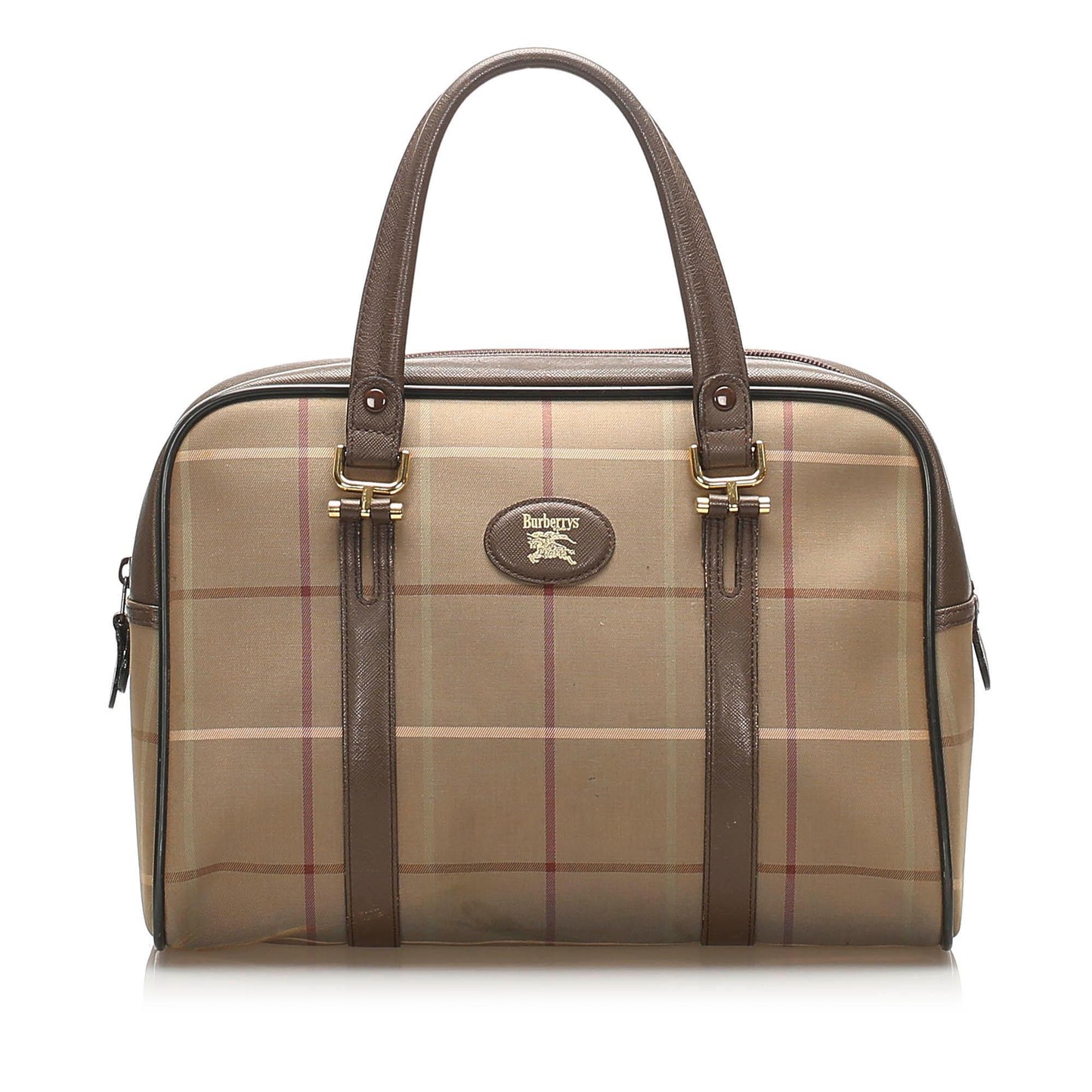 Burberry Plaid Canvas Boston Bag (SHG-12139)