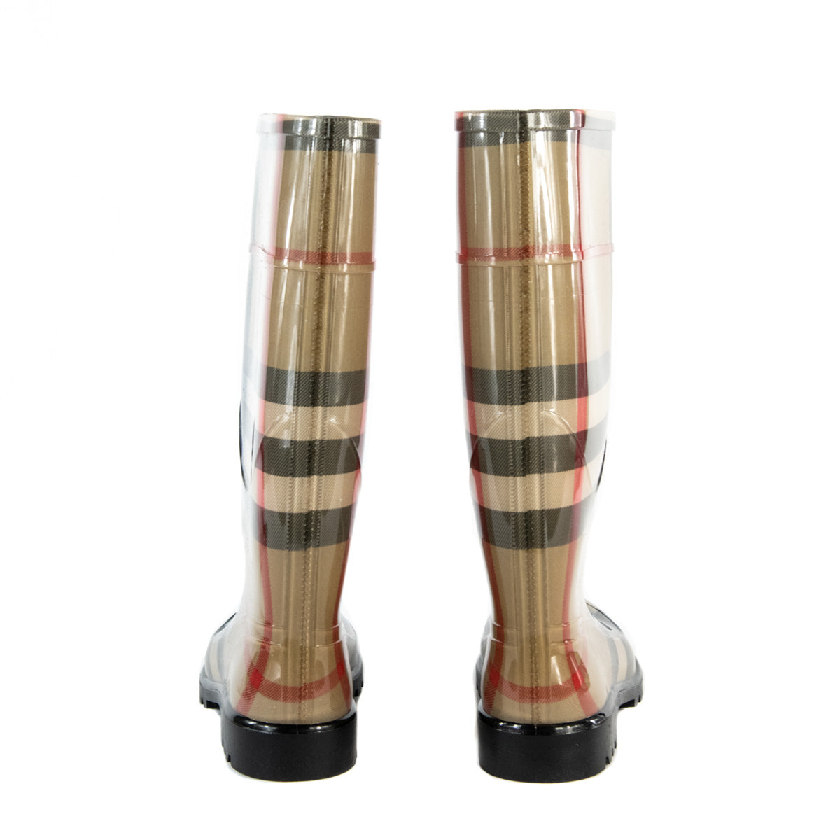 BURBERRY BEIGE HO  CHECK RUBBER LISSON RAIN BOOTS