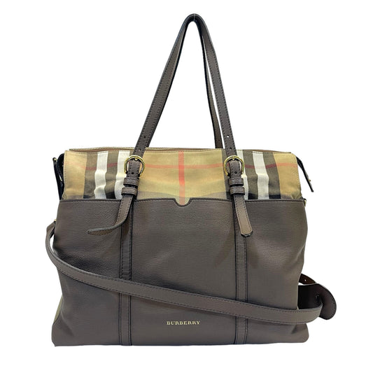 Burberry Mason Ho  Check Canvas And Leather Diaper Tote Bag