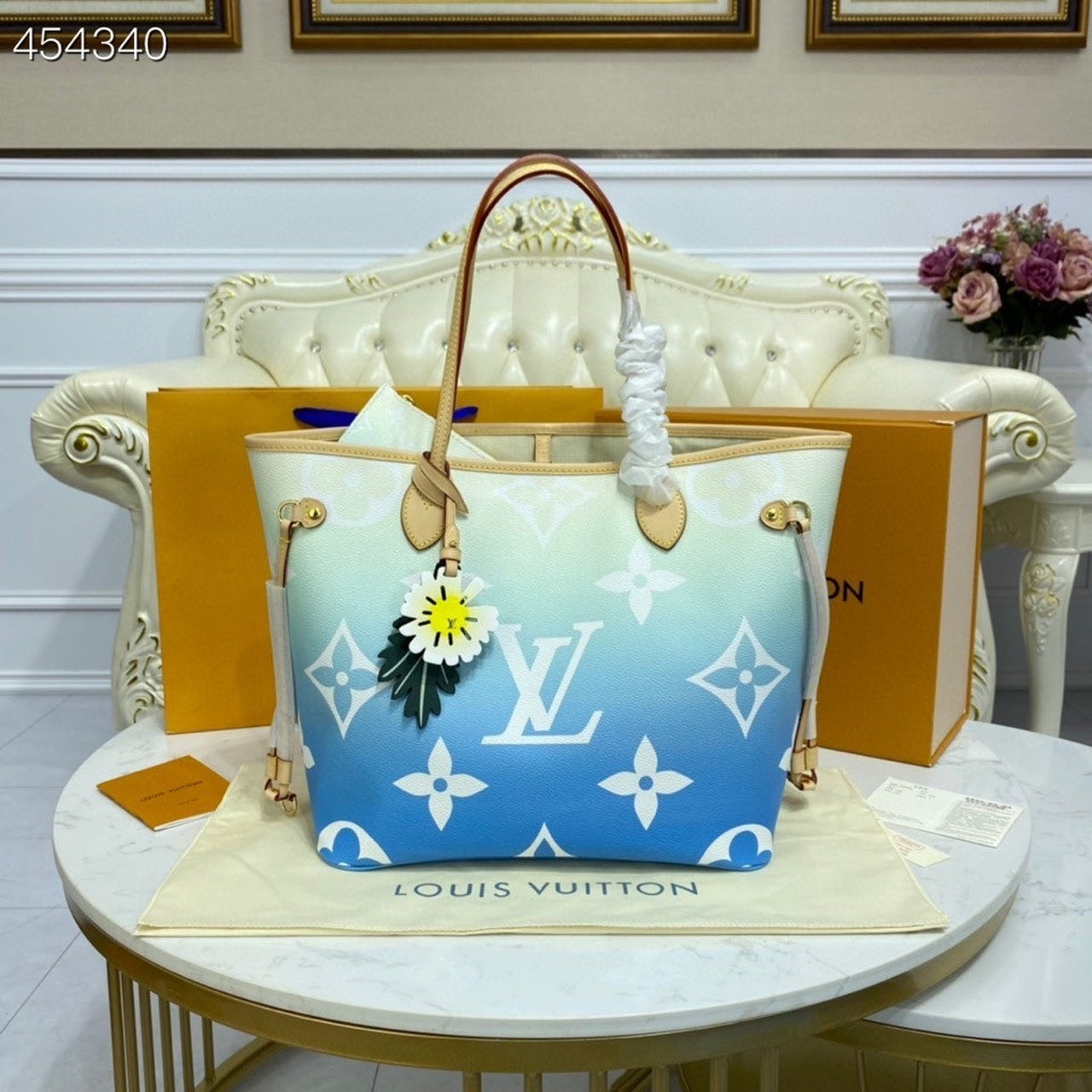 Top Quality Neverfull MM Tote Bag Monogram Giant Canvas Blue For Women,  Shoulder Bags 12.2in/31cm Top Quality M45678