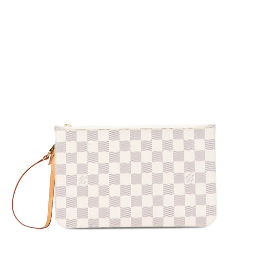 White Louis Vuitton Damier Azur Neverfull Pouch MM