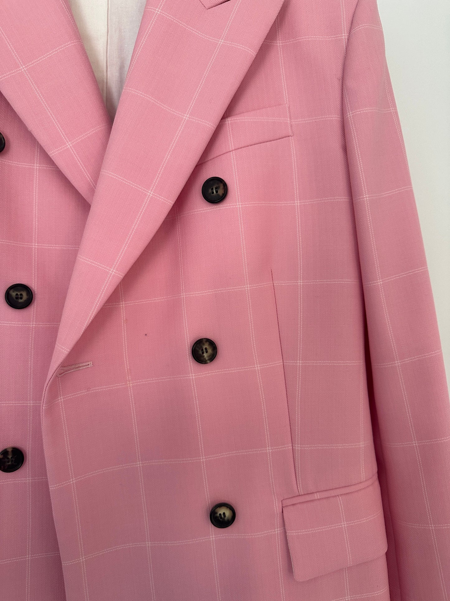 Calvin Klein Candy Pink Check Suit Jacket and Straight Let Tro rs Set Size FR 38 (UK 10)