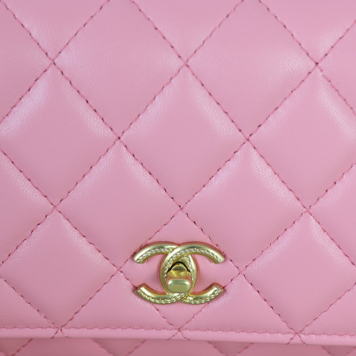 Chanel Metal Quilted Top Handle Wallet on Chain