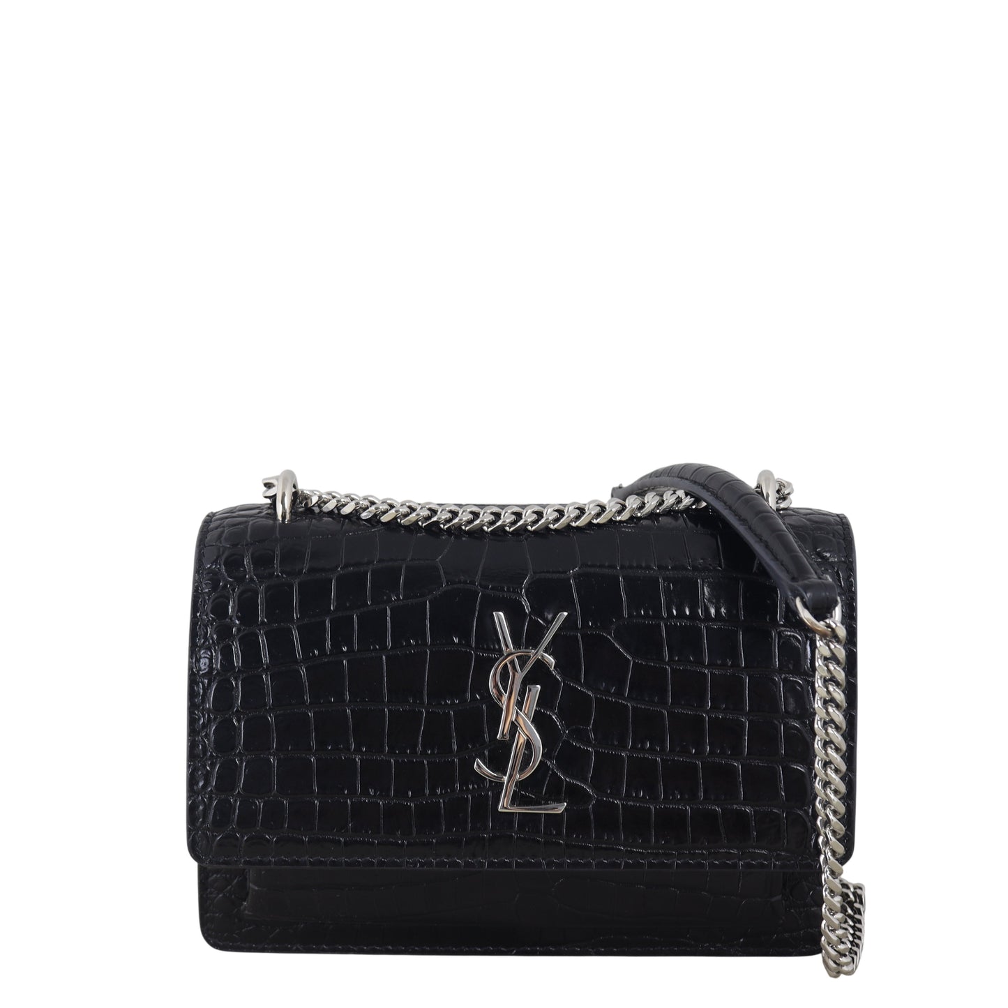 Saint Laurent Sunset Mini Croc-Embossed