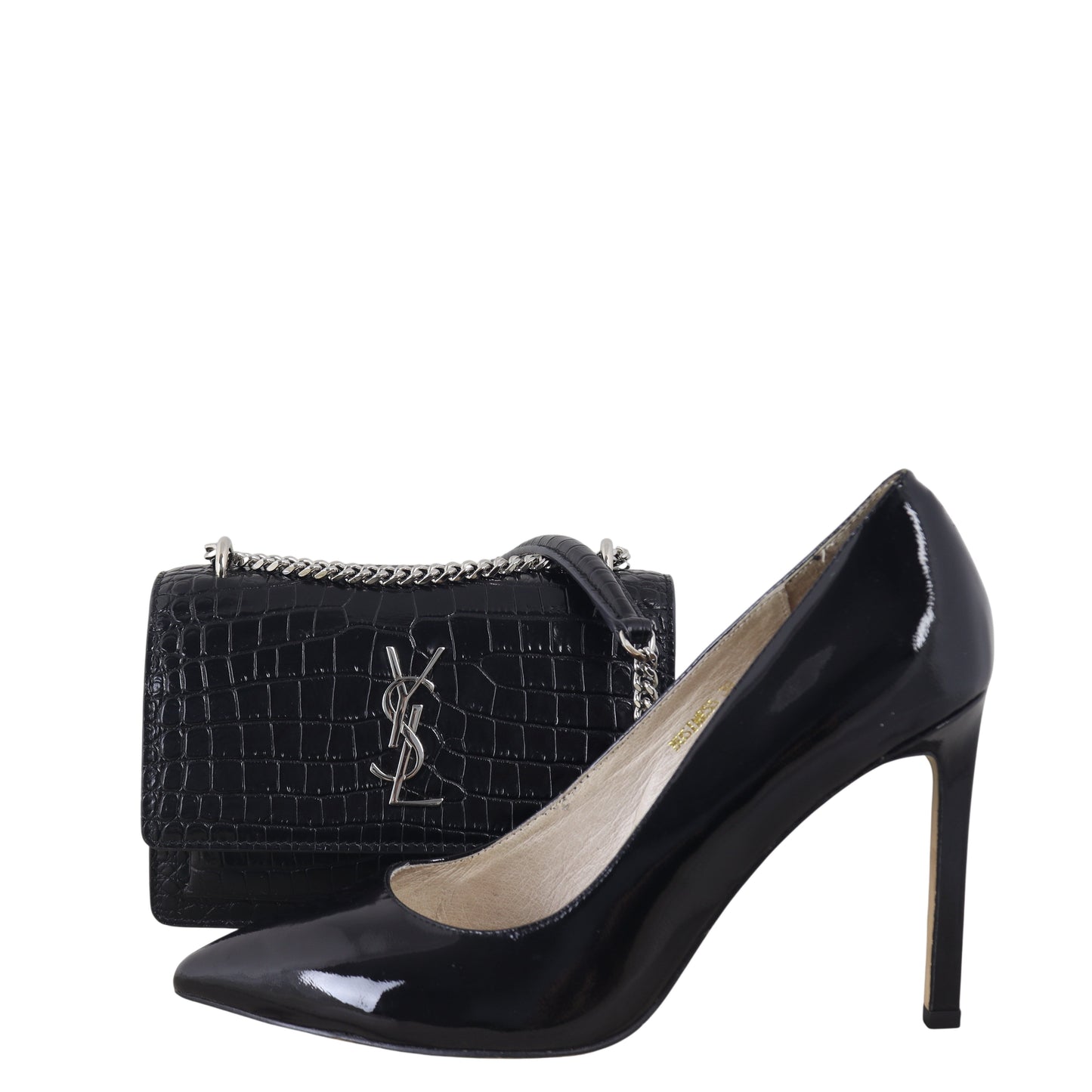 Saint Laurent Sunset Mini Croc-Embossed