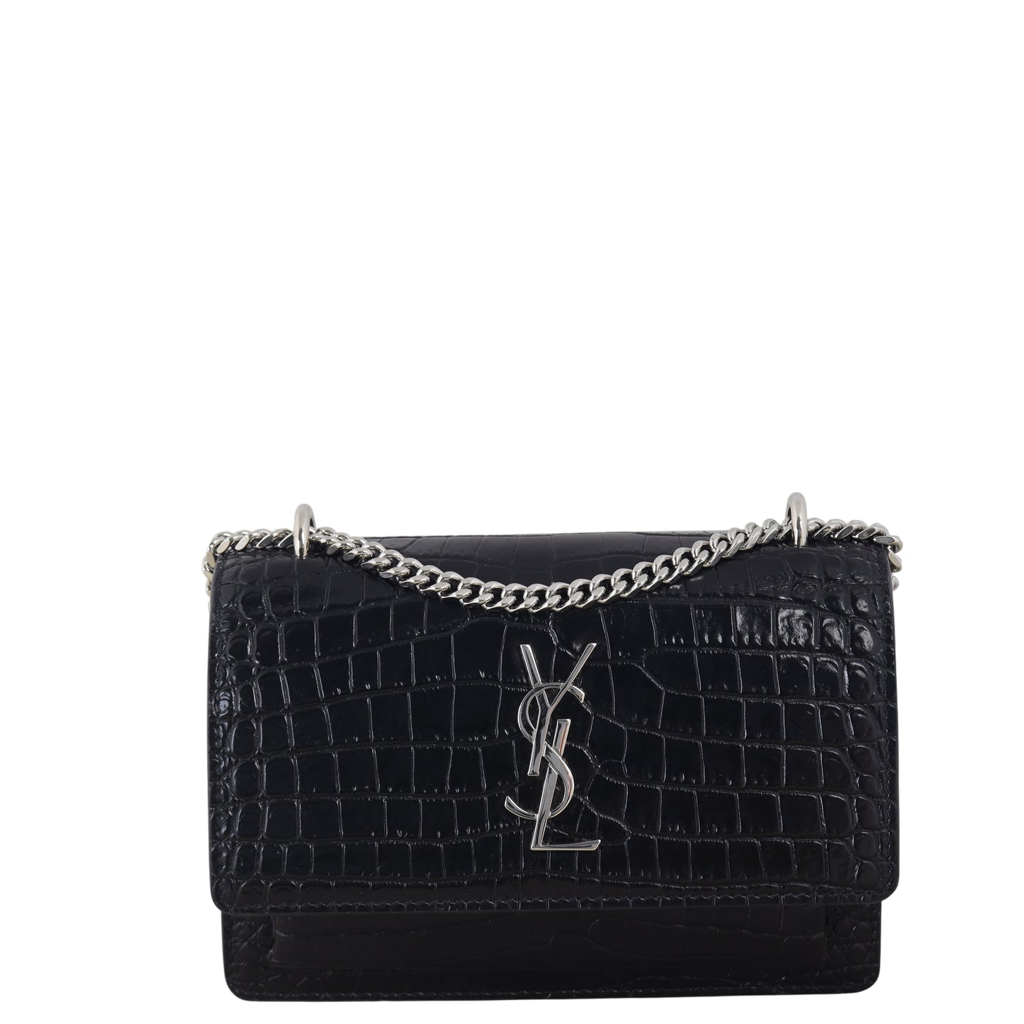 Saint Laurent Sunset Mini Croc-Embossed