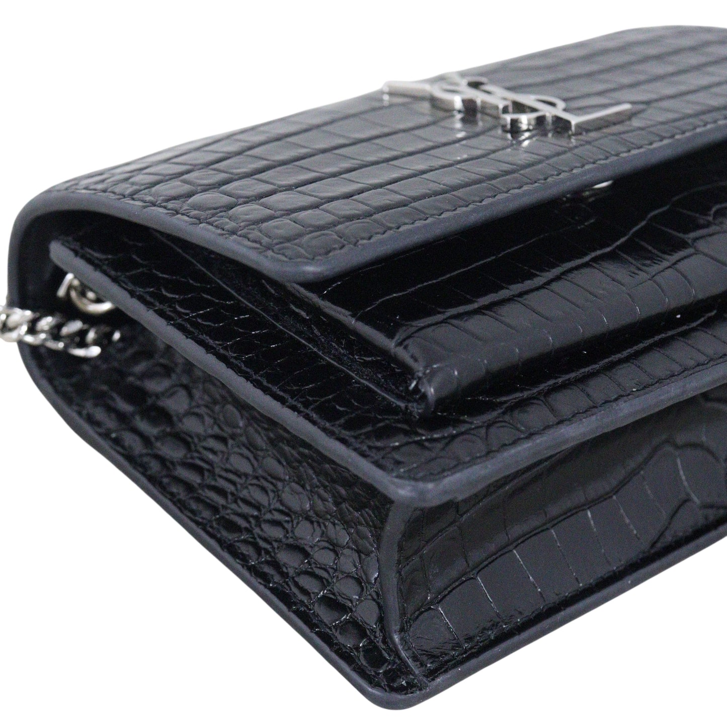 Saint Laurent Sunset Mini Croc-Embossed