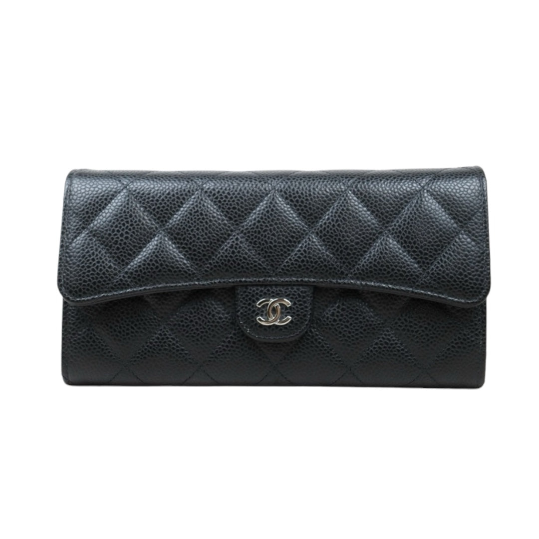 CHANEL  Excellent?Rank SA??CHANEL Caviar Skin Black Long Wallet Made In 2019 - 2020 Year?24122302