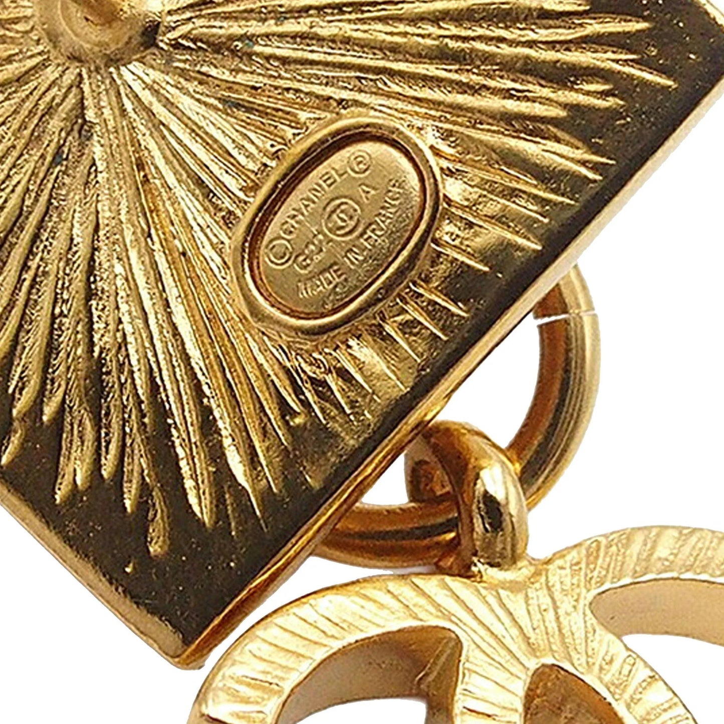 Gold Chanel Gold Plated Lion Head CC Drop Push Back Earrings