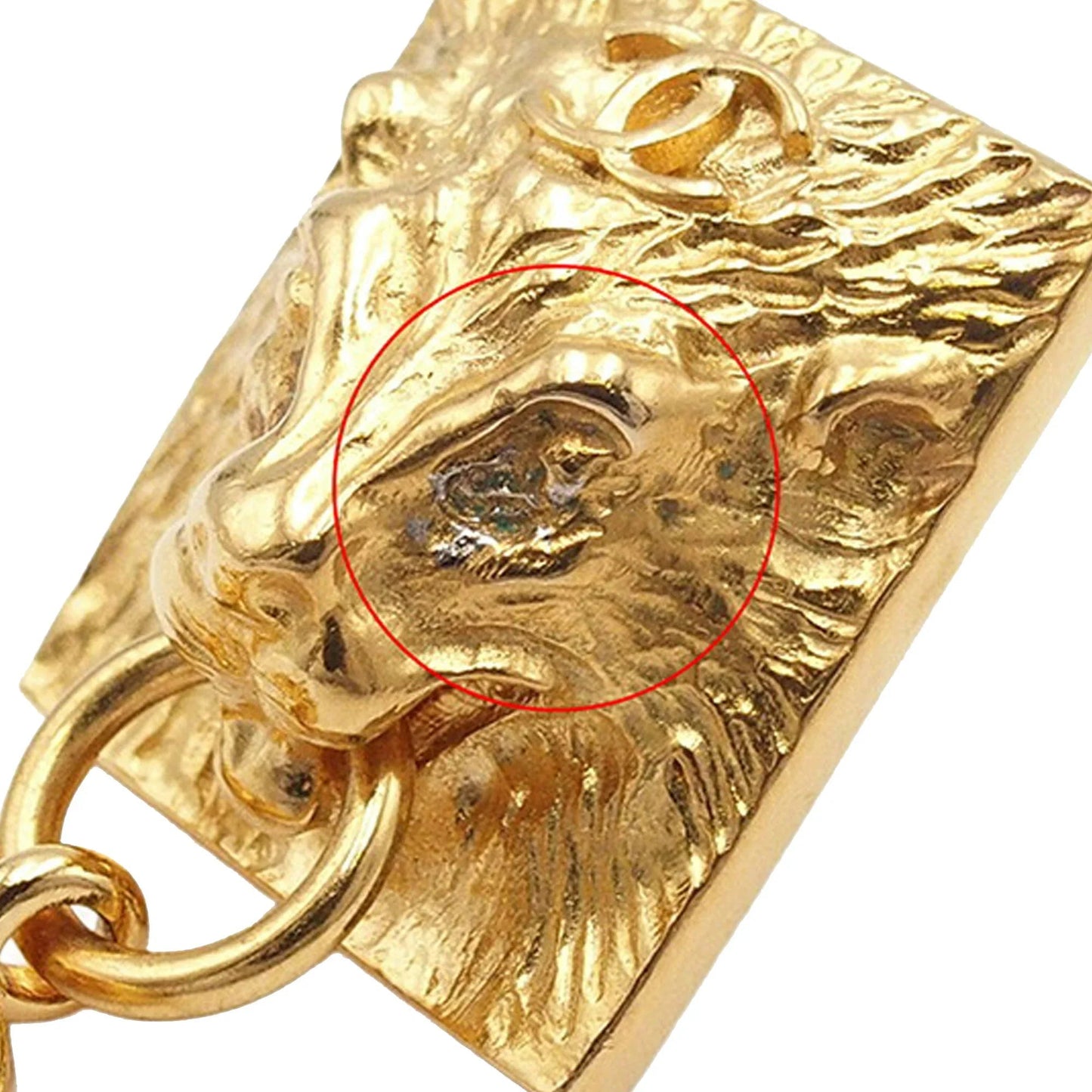 Gold Chanel Gold Plated Lion Head CC Drop Push Back Earrings