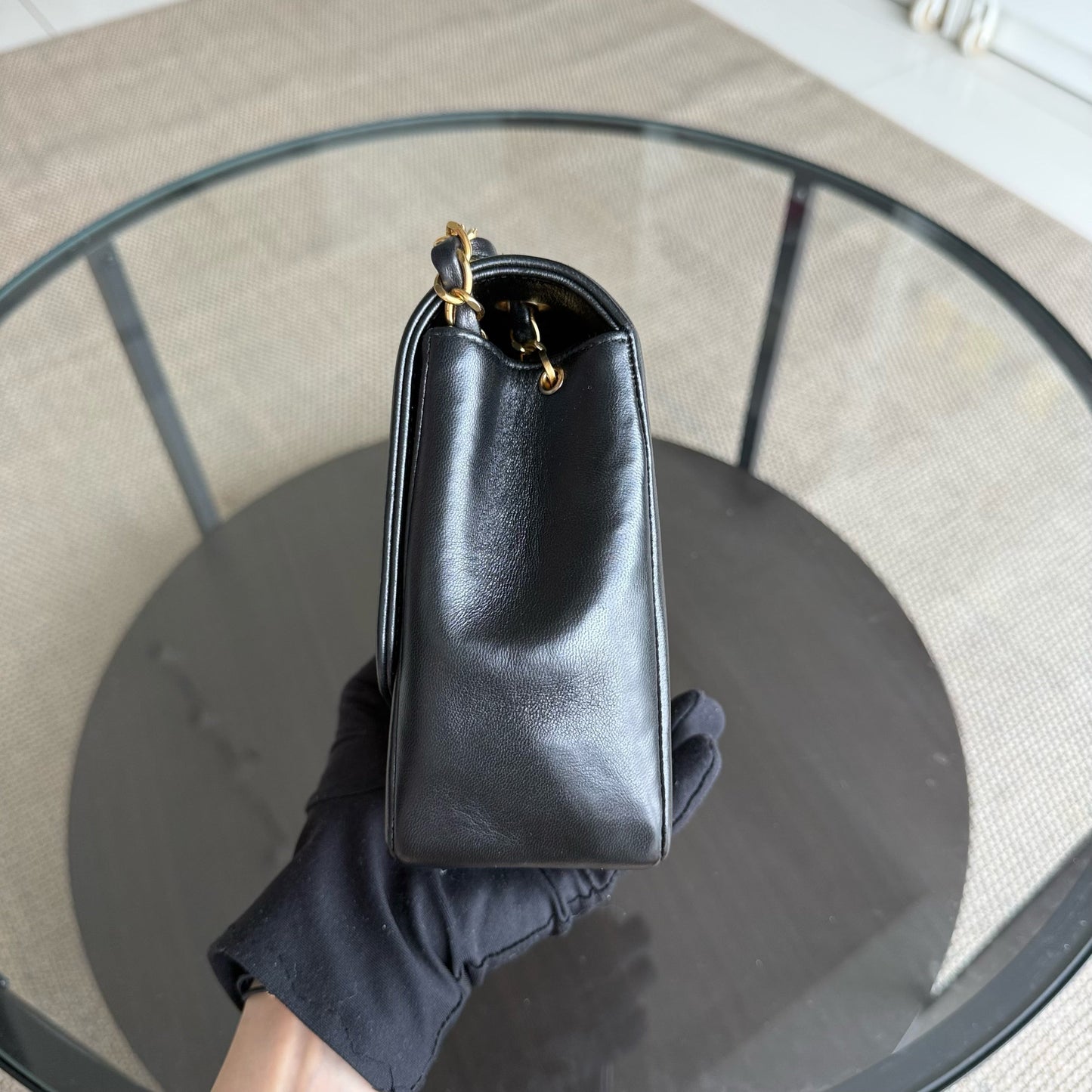 Chanel Diana Medium   - Quilted Lambskin Black Gold Hardware Series 2