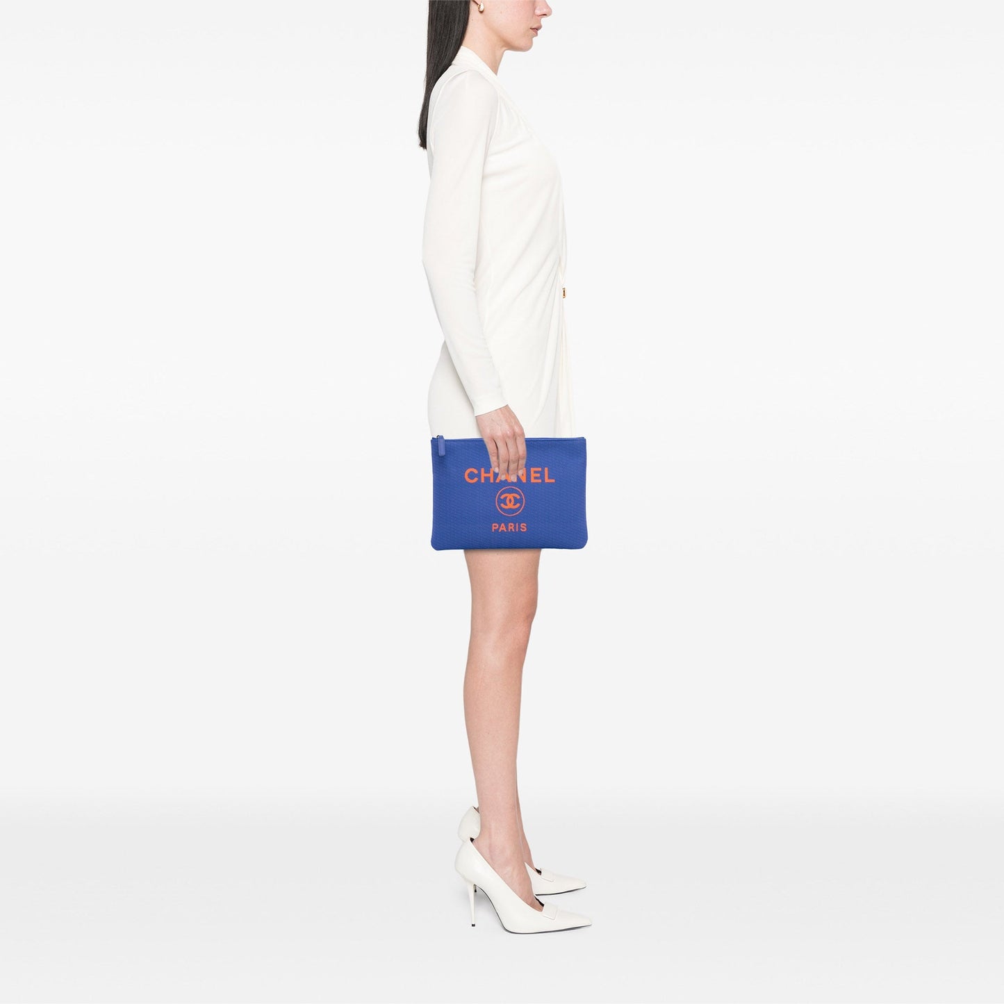 Blue Chanel Medium Tweed Deauville O Case Clutch